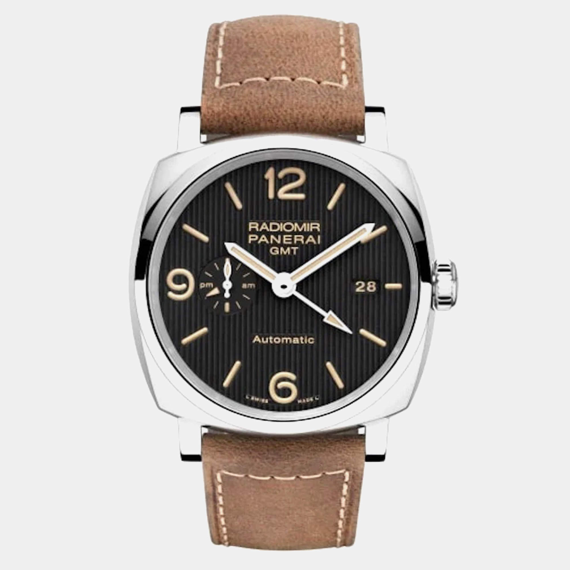 Panerai Black Stainless Steel Radiomir PAM00657 Automatic Men's Wristwatch 45 mm