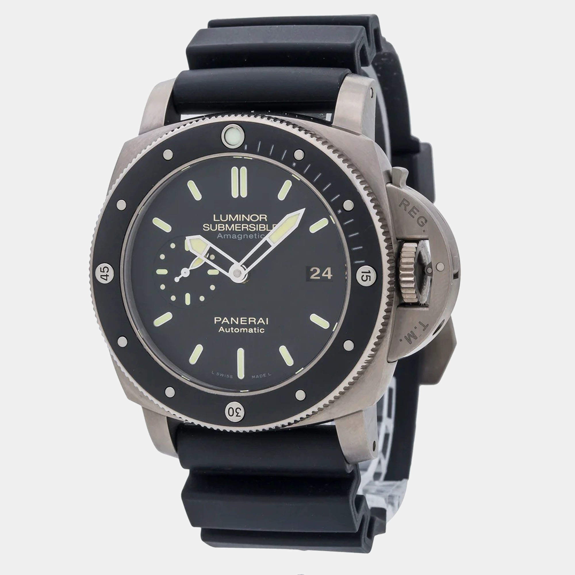Panerai Black Titanium Luminor Submersible 1950 Automatic Men's Wristwatch 47 mm