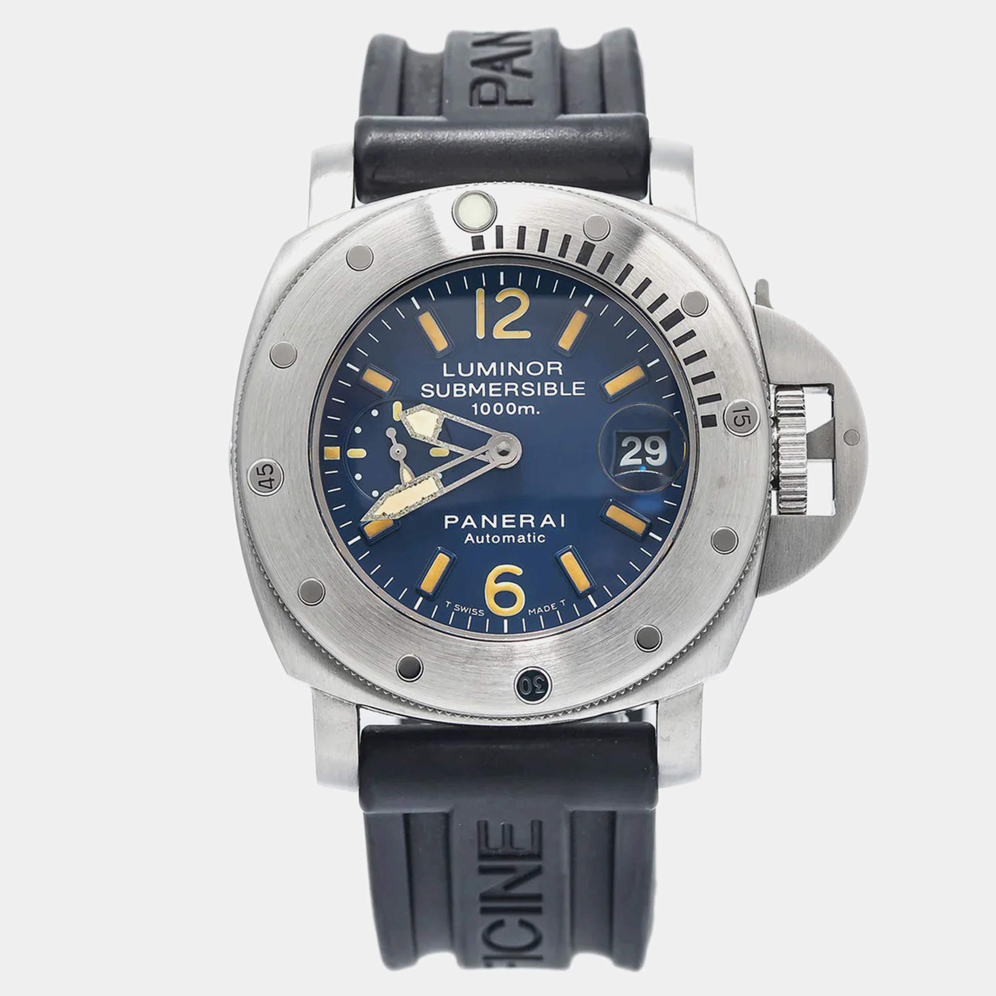 Panerai Blue Stainless Steel Luminor Submersible PAM00087 Automatic Men's Wristwatch 44mm