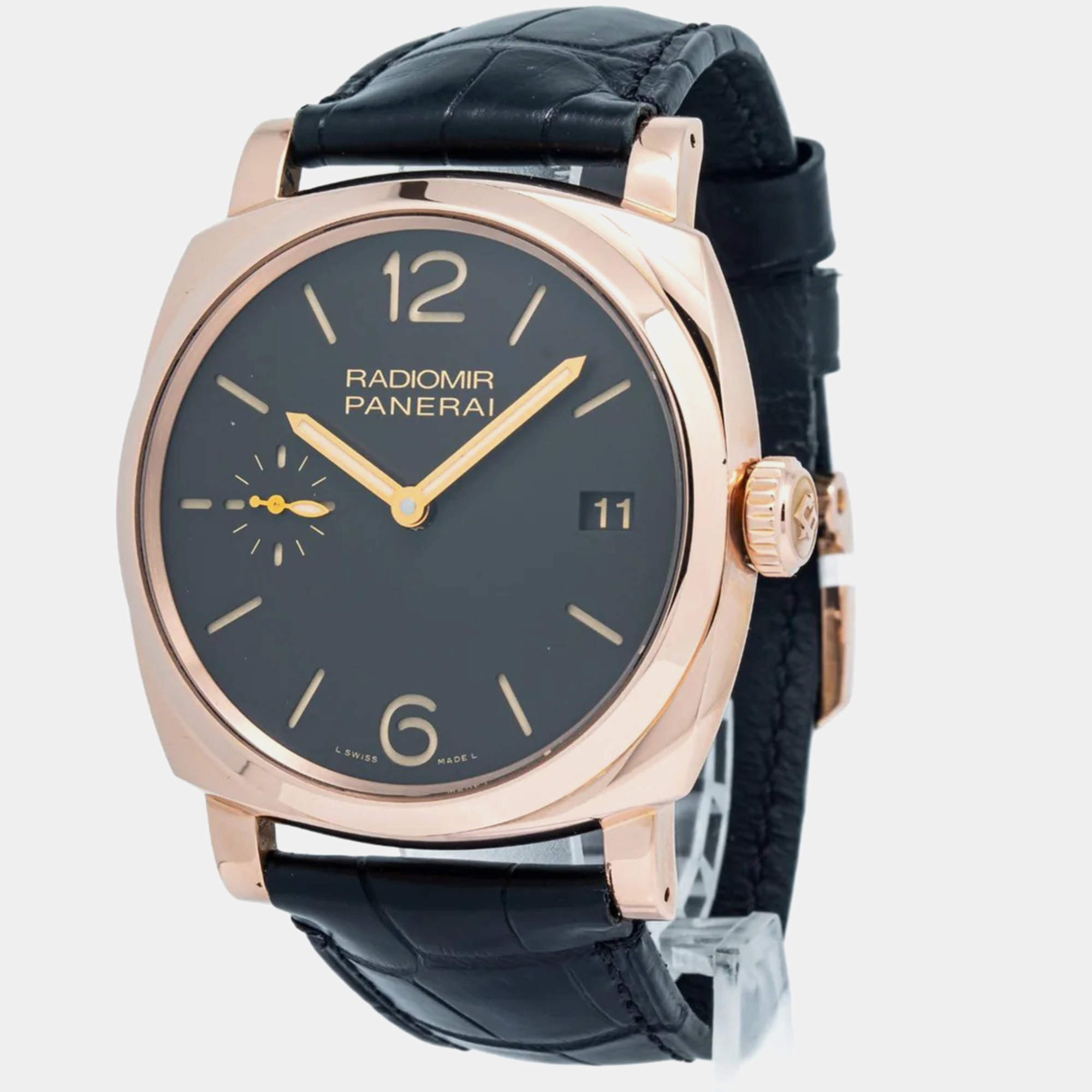 Panerai Black 18K Rose Gold Radiomir PAM00515 Manual Winding Men's Wristwatch 47mm