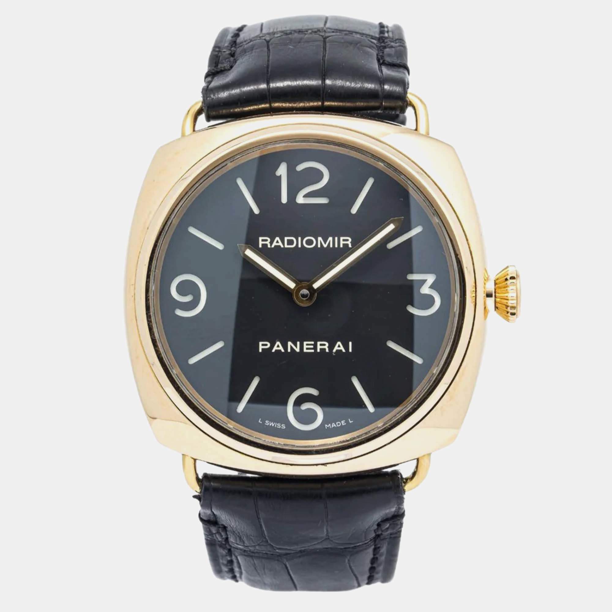 Panerai Radiomir PAM00231 Manual Winding Black 18K Rose Gold Men's Wristwatch 45 mm
