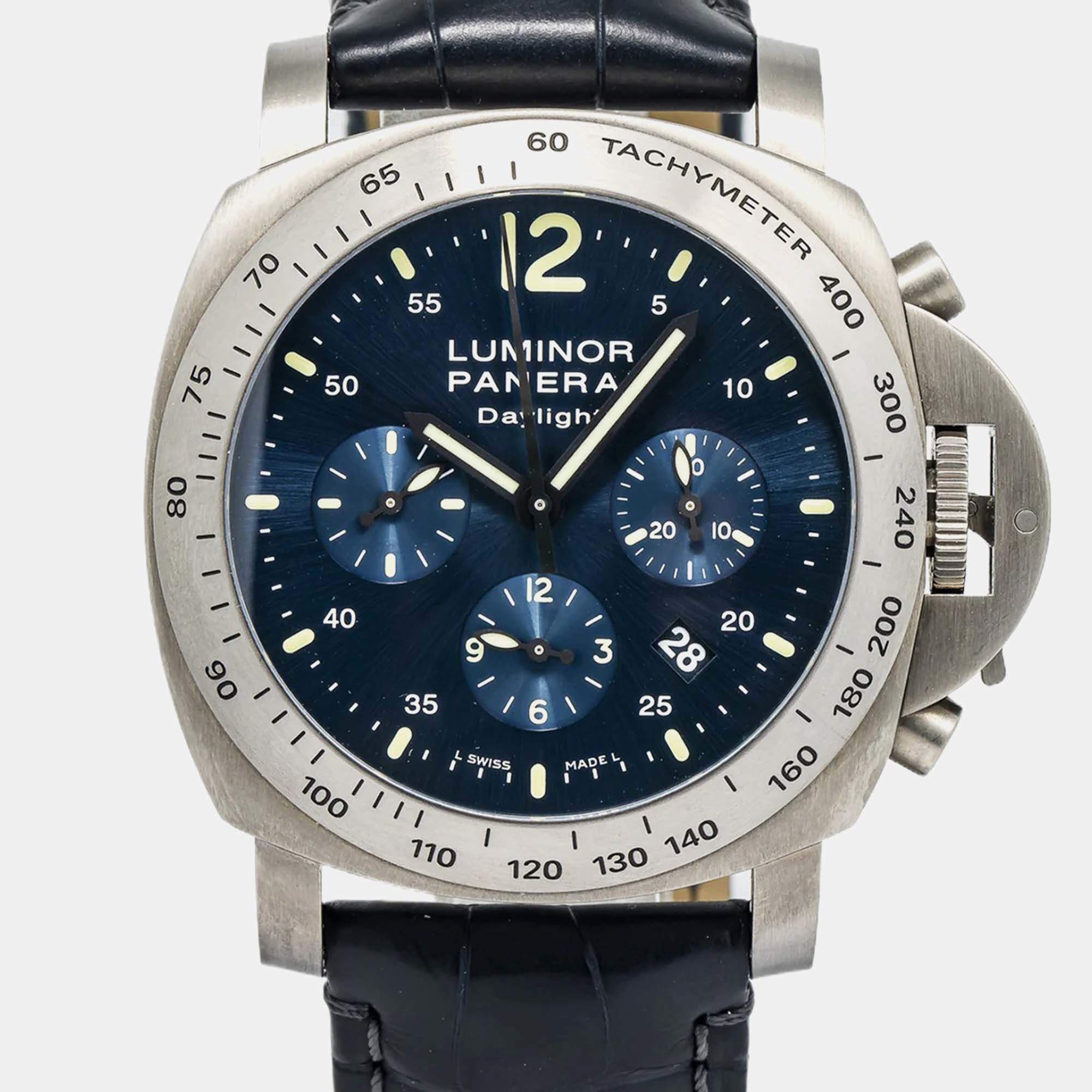 Panerai Luminor Daylight PAM00326 Automatic Titanium Blue Men's Wristwatch 44mm