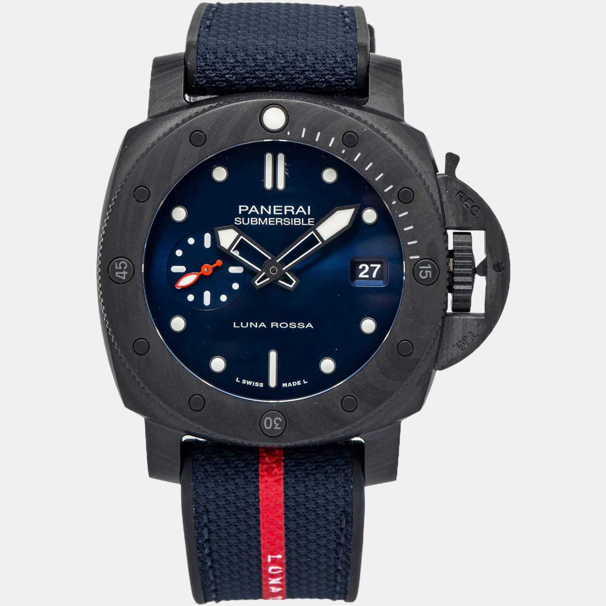 Panerai Submersible Luna Rossa PAM01563 Limited Edition Automatic Blue Carbon Men's Wristwatch 44mm