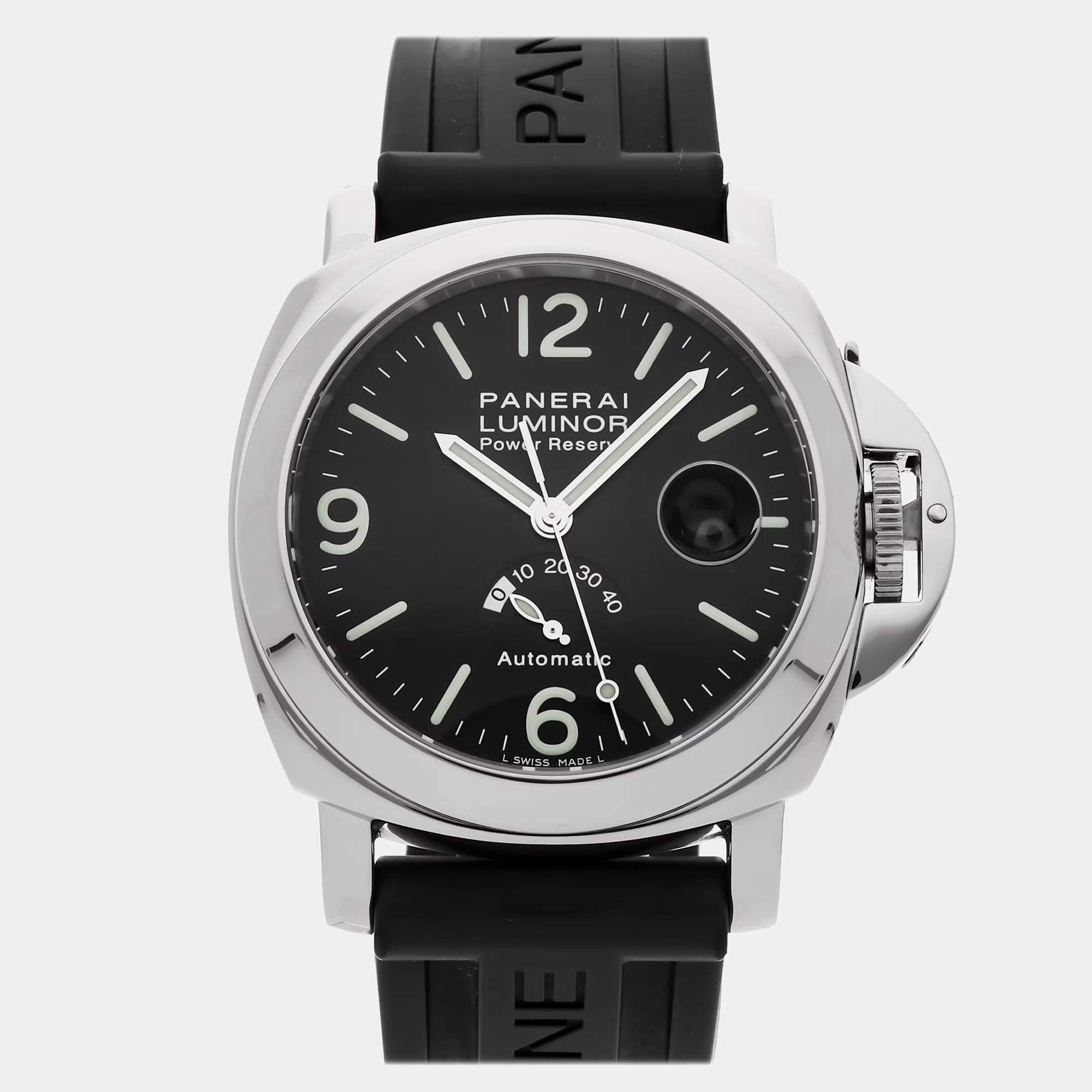 Pre Owned Panerai Luminor Power Reserve PAM00027 Automatic Black Stainless Steel Men’s Wristwatch 44mm