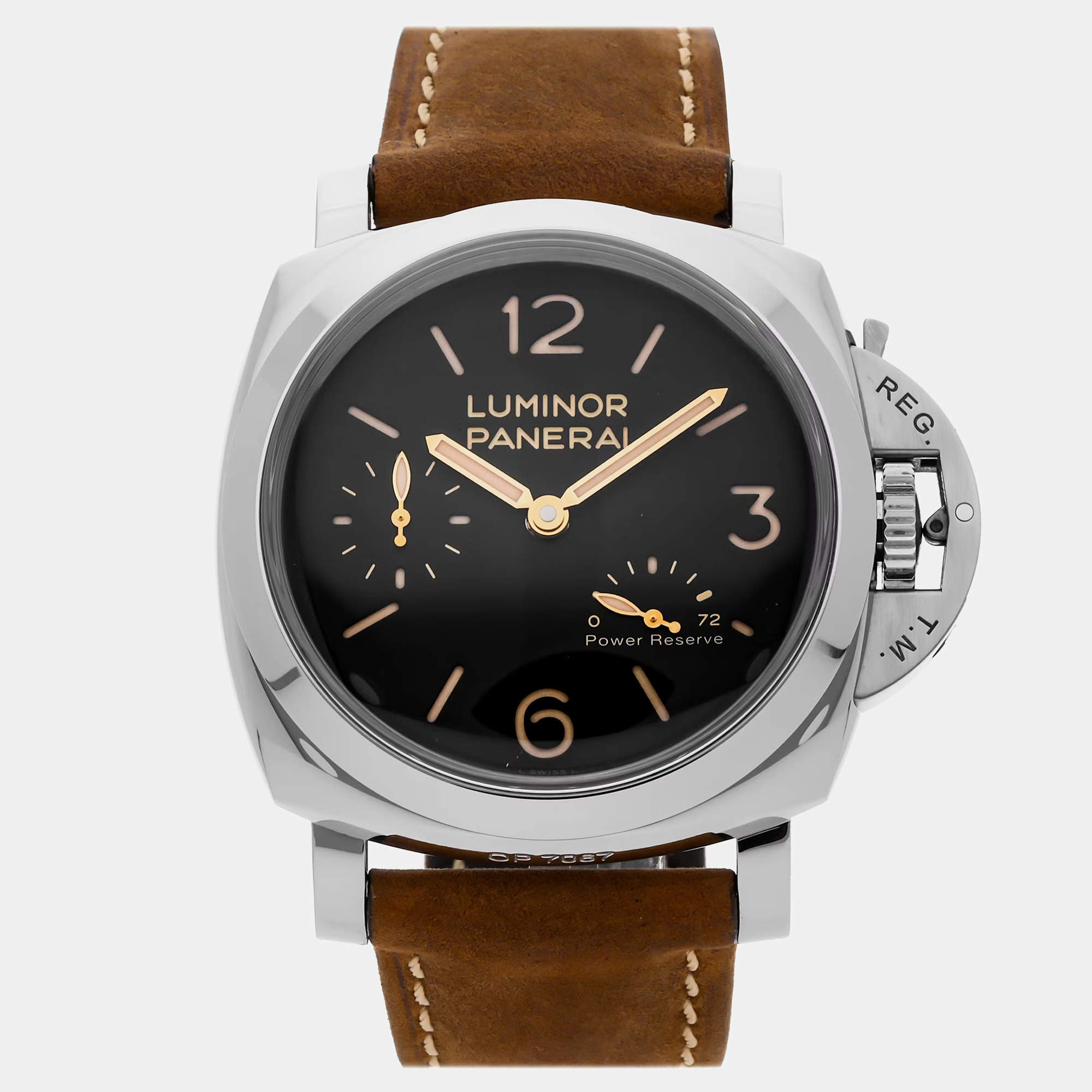 Pre Owned ساعة يدوية رجالية بانيراي لومينور 1950 احتياطي الطاقة 3 أيام PAM 423 47 مم مستعملة