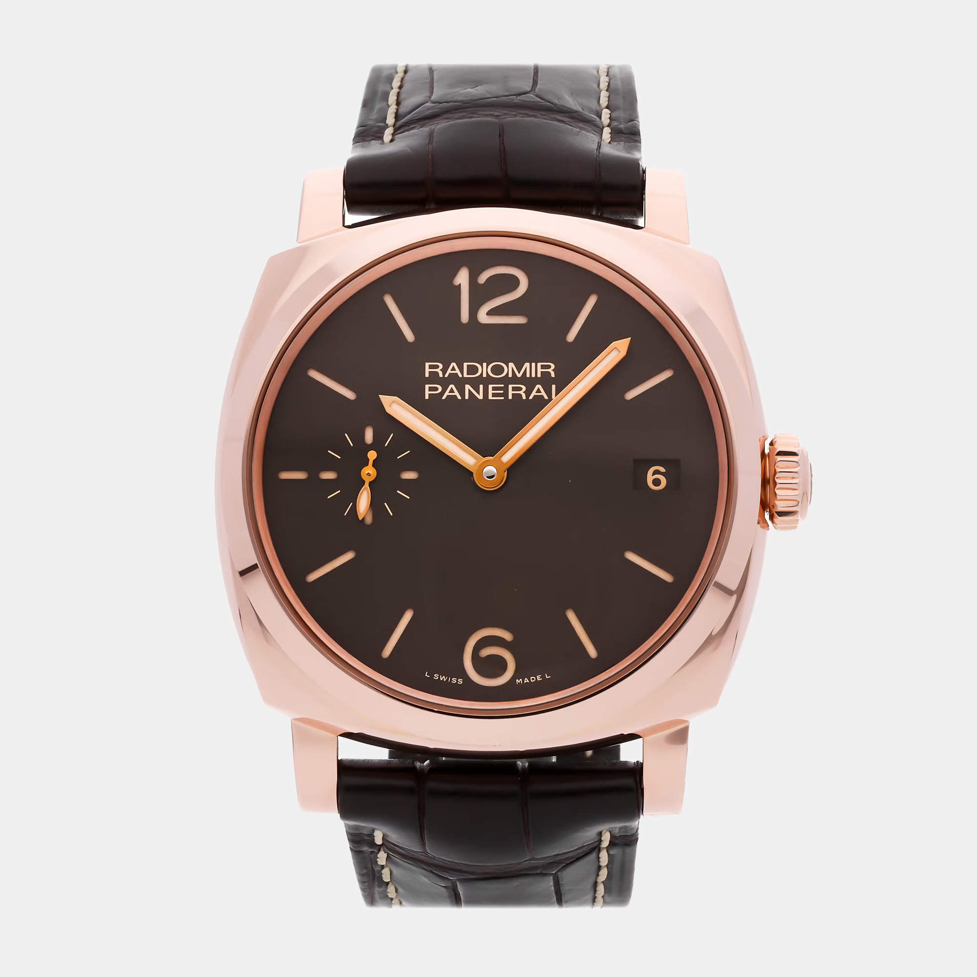 Pre Owned Panerai Radiomir 1940 PAM00515 Manual Winding Black 18k Rose Gold Men’s Wristwatch 47mm
