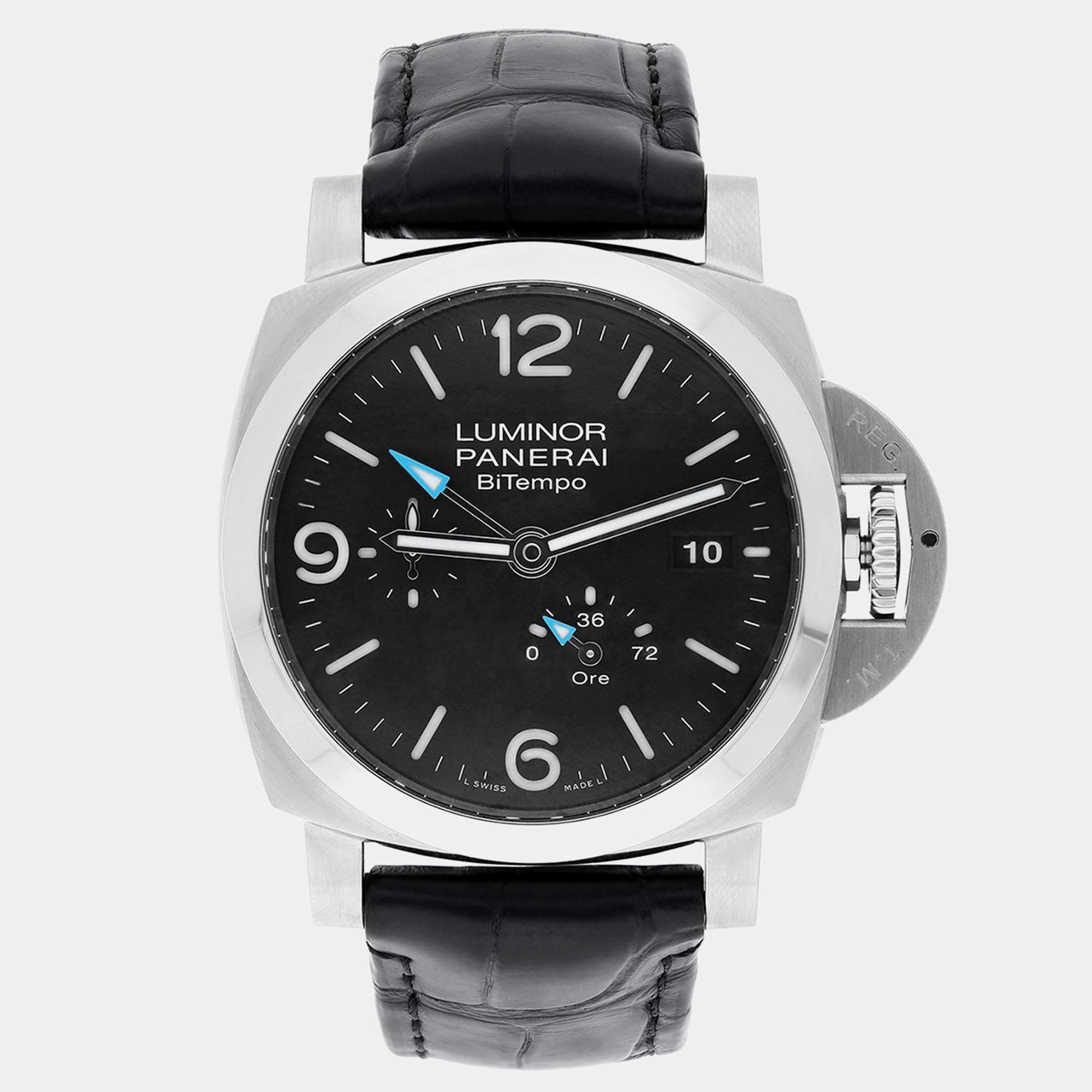 Pre Owned Panerai Luminor PAM01360 Automatic Black Stainless Steel Men's Wristwatch 44 mm