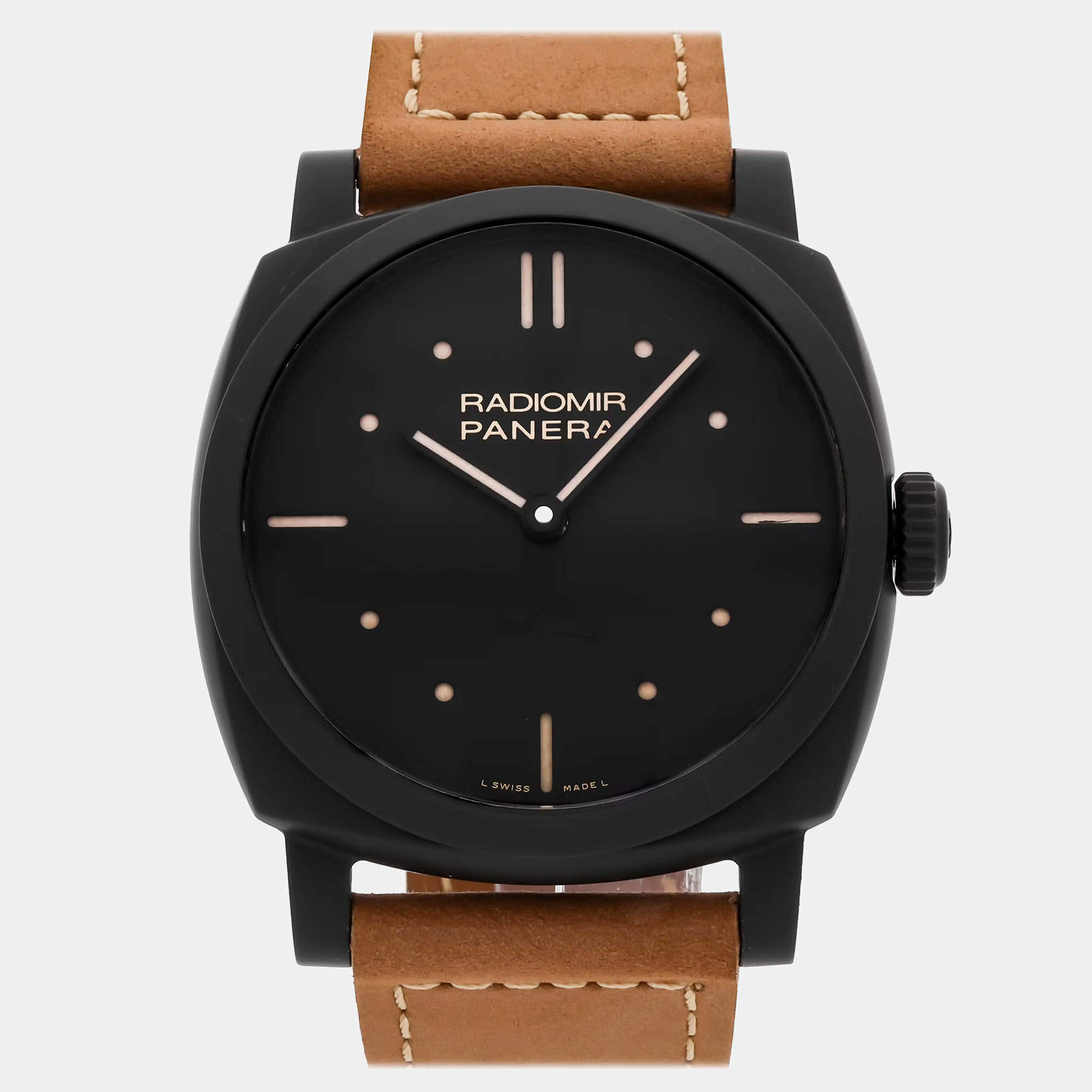 Pre Owned Panerai Radiomir 1940 PAM00577 Manual Winding Black Ceramic Men’s Wristwatch 48mm