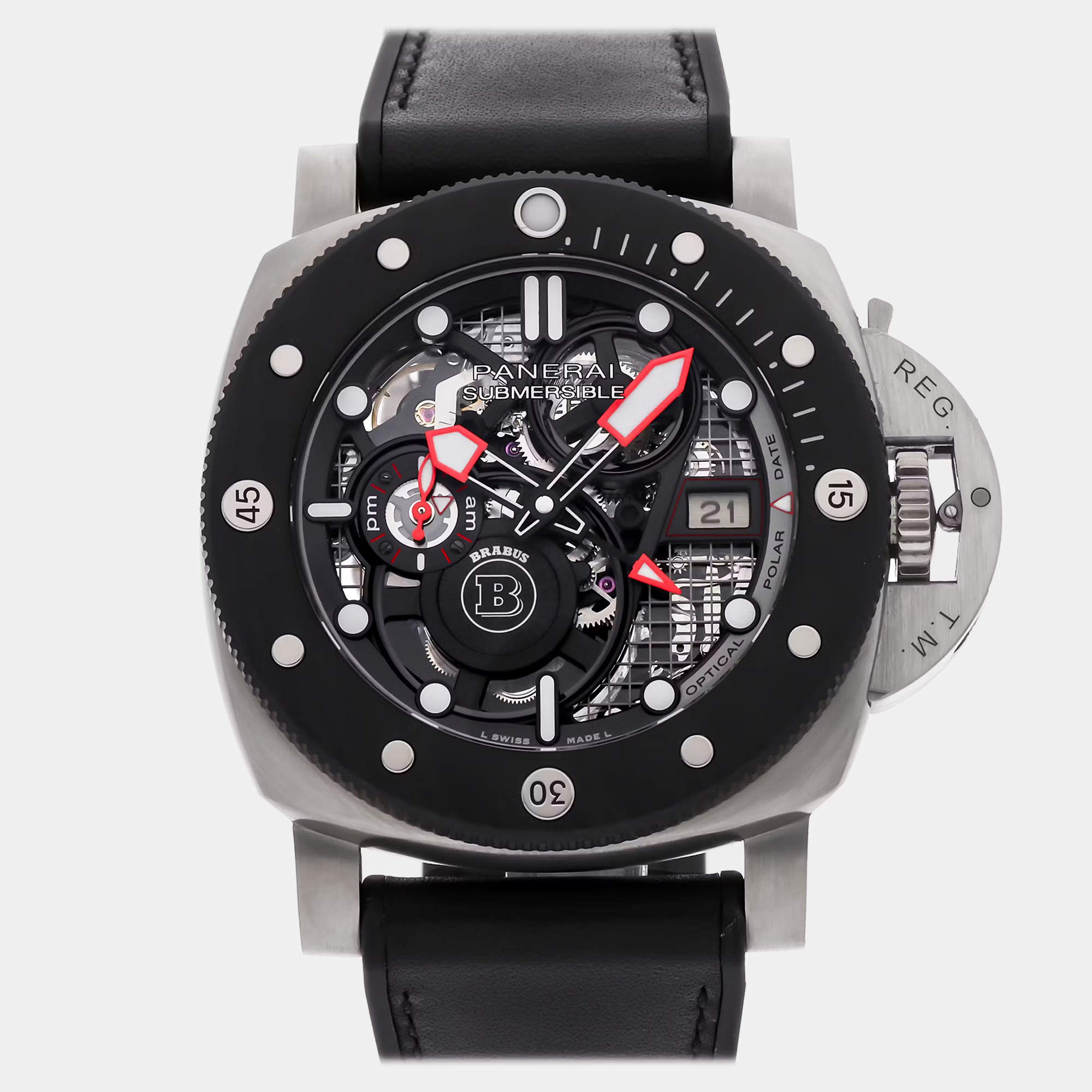Pre Owned Panerai Submersible S Brabus Limited Edition PAM01403 Automatic Black Titanium Men’s Wristwatch 47mm