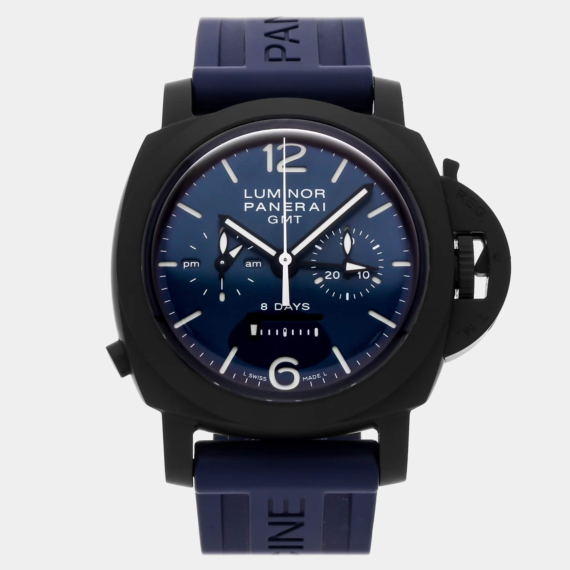 Pre Owned Pre-Owned Panerai Luminor Chrono Monopulsante 8 Giorni  GMT Blu Notte PAM 1135