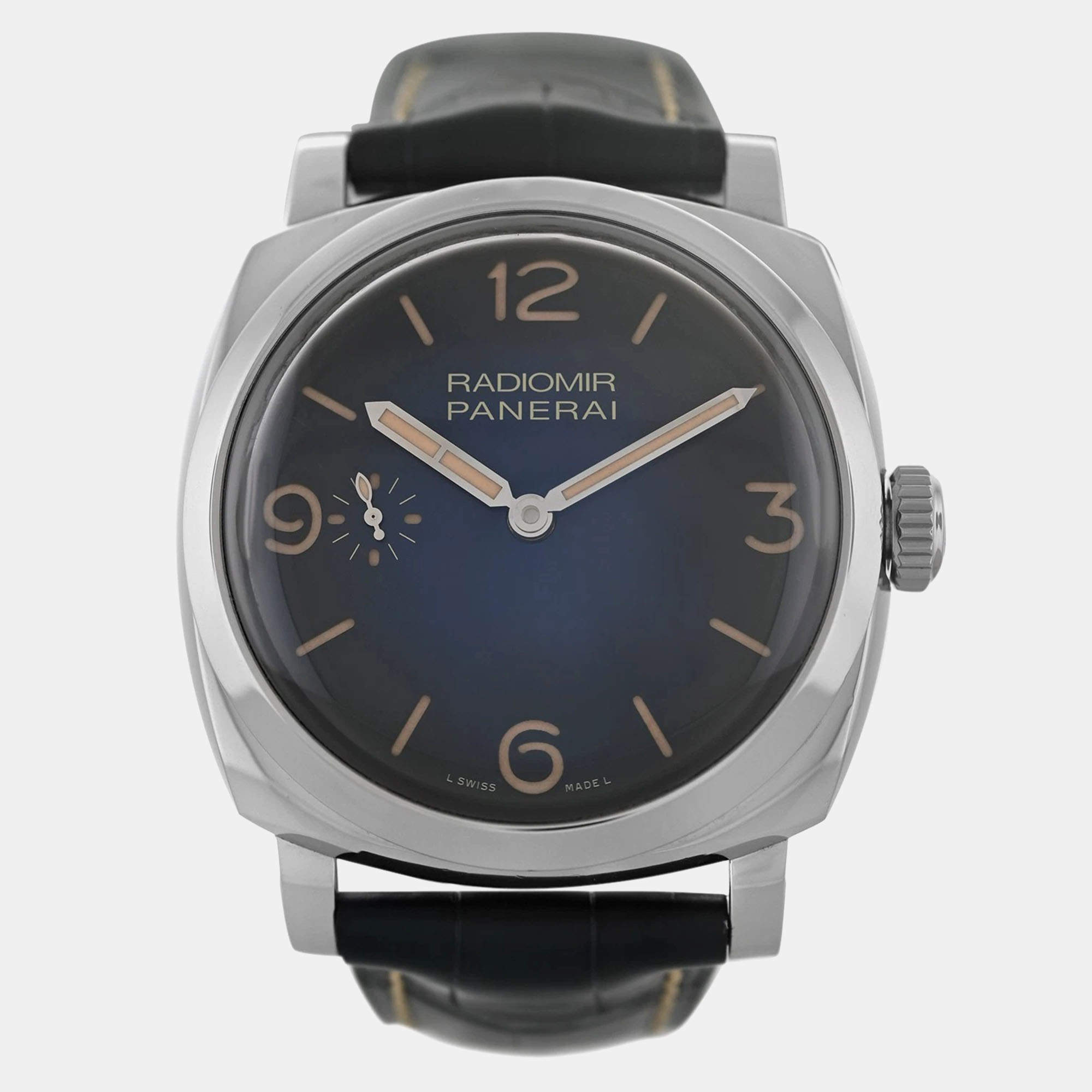 Pre Owned Panerai Radiomir 1940 3 Days PAM00932 Manual Winding Blue Stainless Steel Men's Wristwatch 47 mm