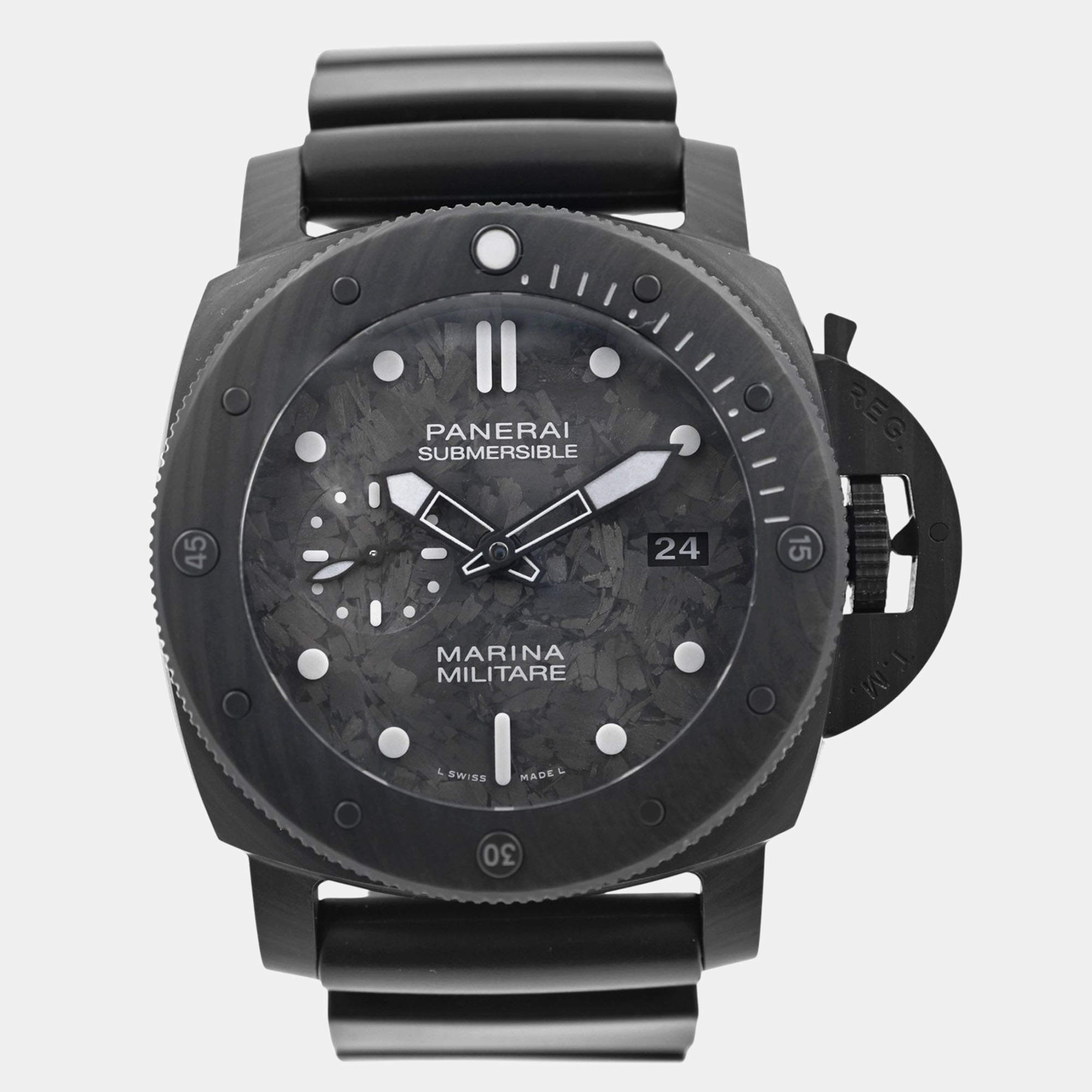 Pre Owned Panerai Submersible PAM02979 Automatic Grey Carbotech Titanium Men's Wristwatch 47 mm