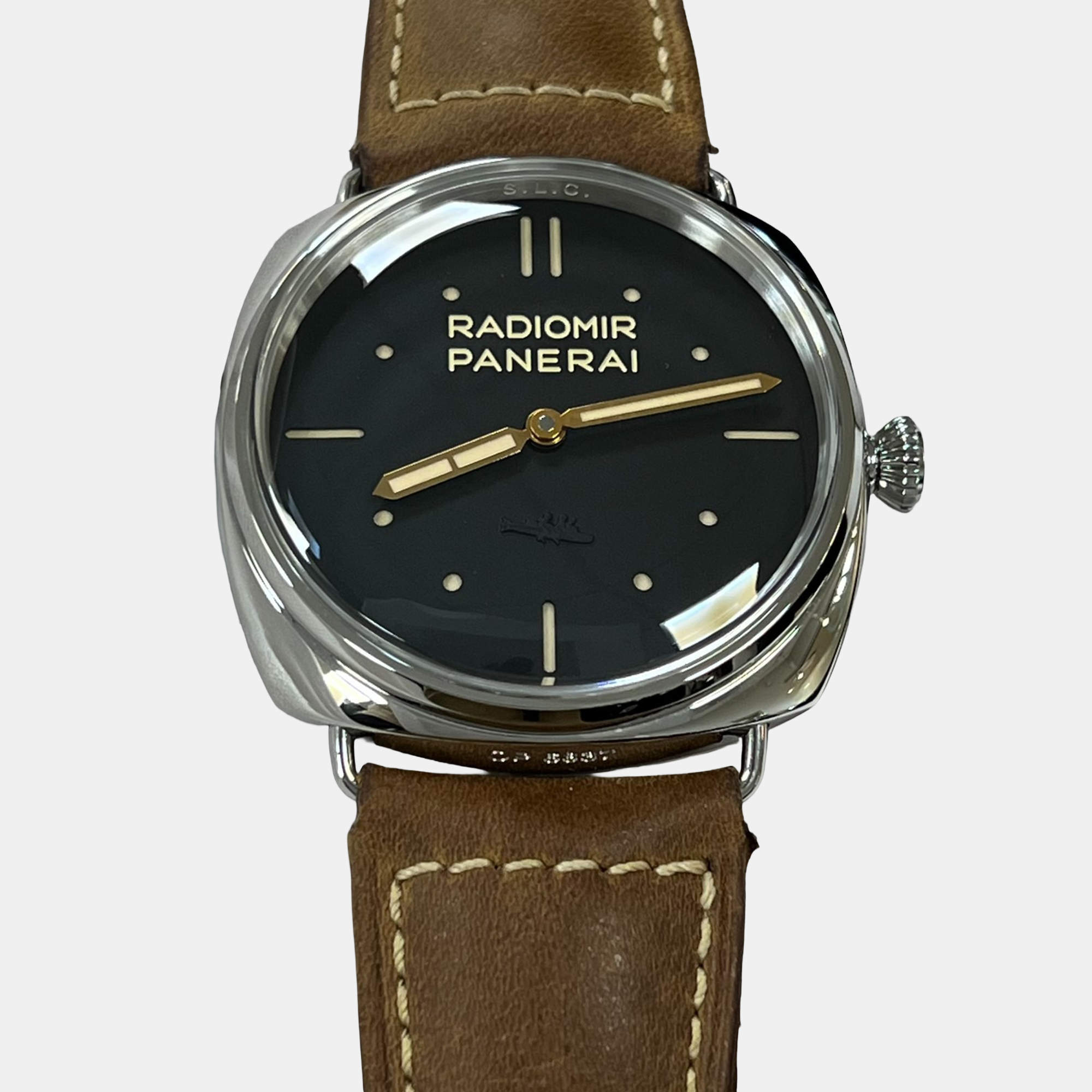 Pre Owned Panerai Radiomir PAM00425 Manual Winding Black Dial Stainless Steel Men's Wristwatch 47 mm
