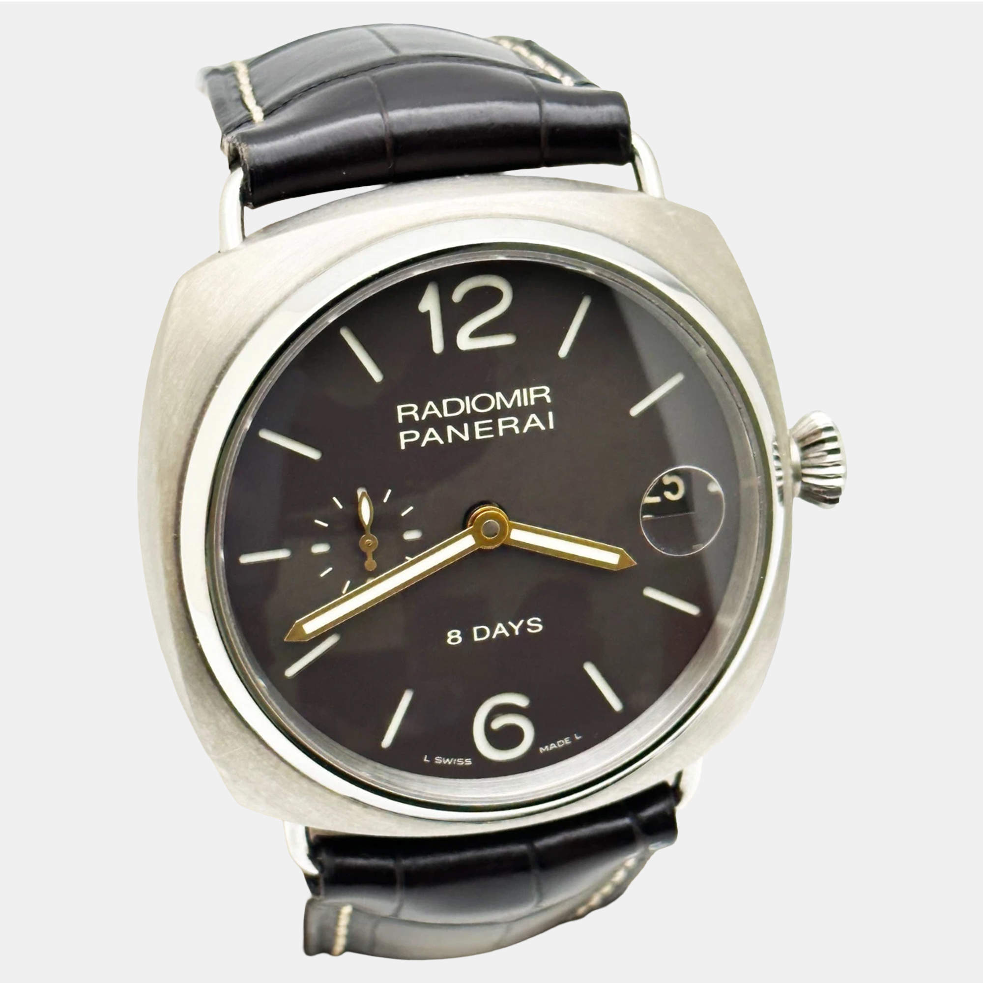 Pre Owned Panerai Radiomir PAM00346 Manual Winding Brown Dial Titanium Men's Wristwatch 45 mm