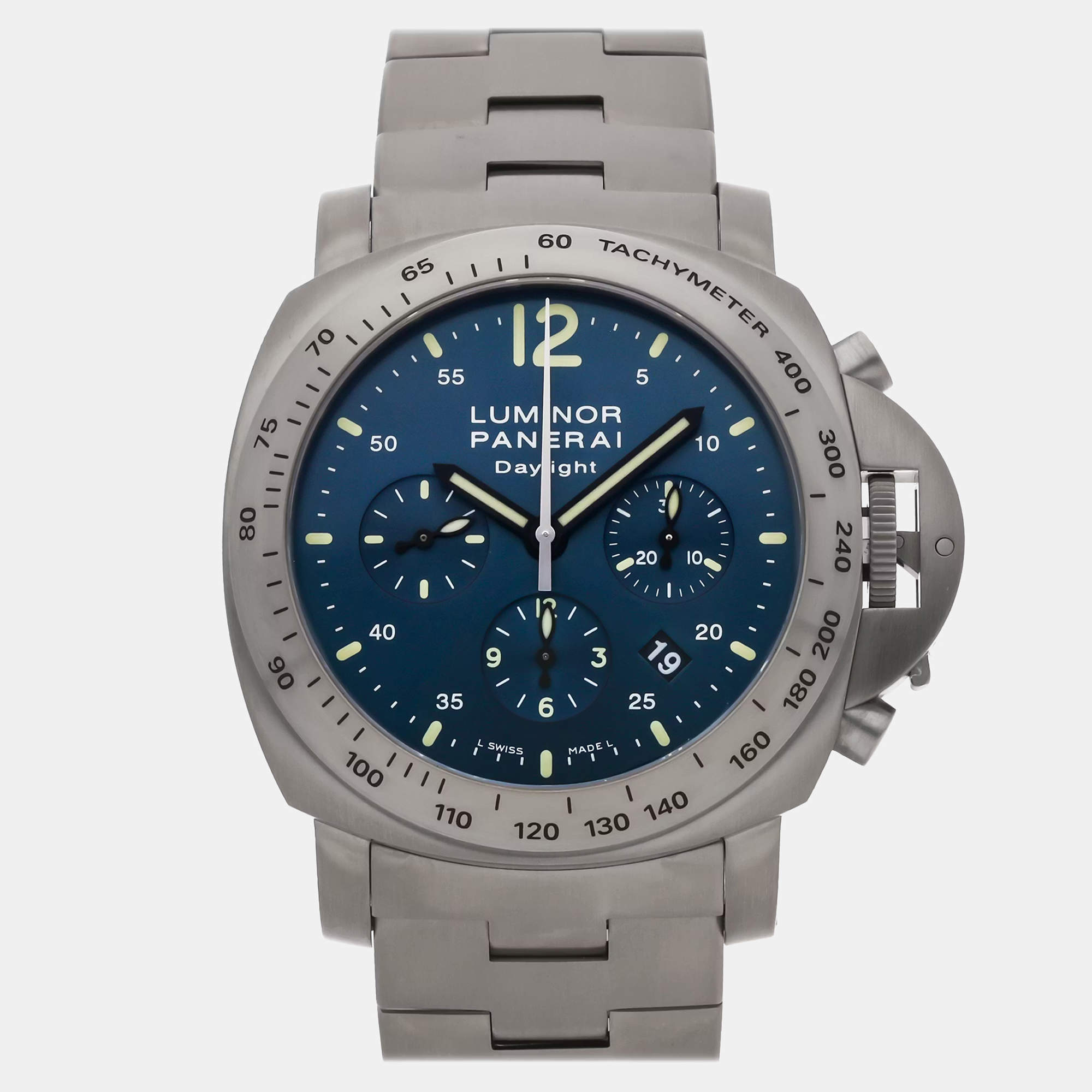Pre Owned Pre-Owned Panerai Luminor Chrono Daylight PAM 327 Grey Automatic Titanium Men's Wristwatch 44 MM