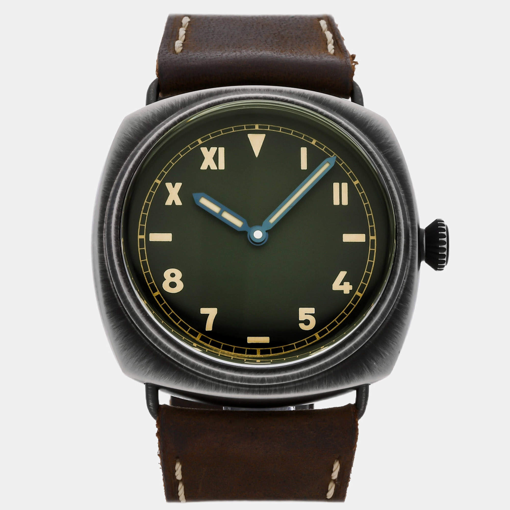 Pre Owned Pre-Owned Panerai Radiomir Brunito eSteel Manual PAM 1349 Green Manual Winding Stainless Steel Men's Wristwatch 45 MM