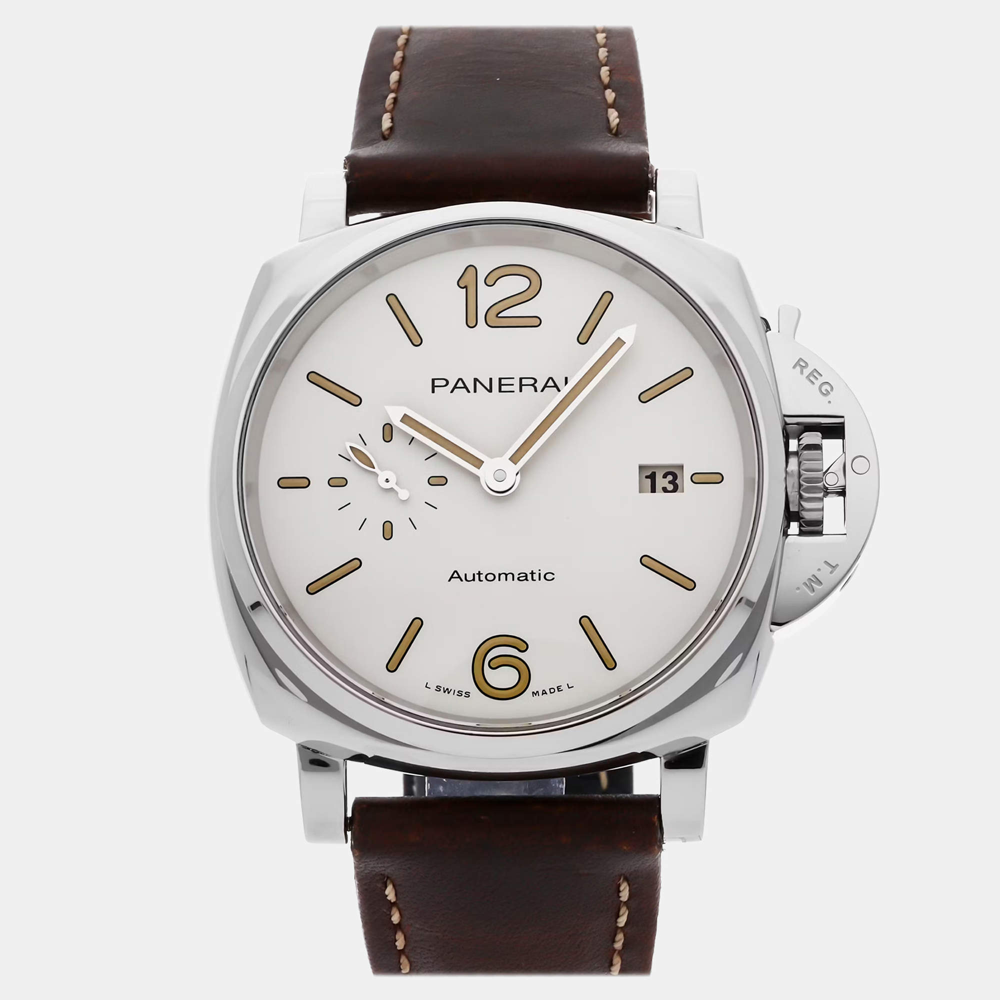 Pre Owned Pre-Owned Panerai Luminor Due PAM 1046 White Automatic Stainless Steel Men's Wristwatch 42 MM