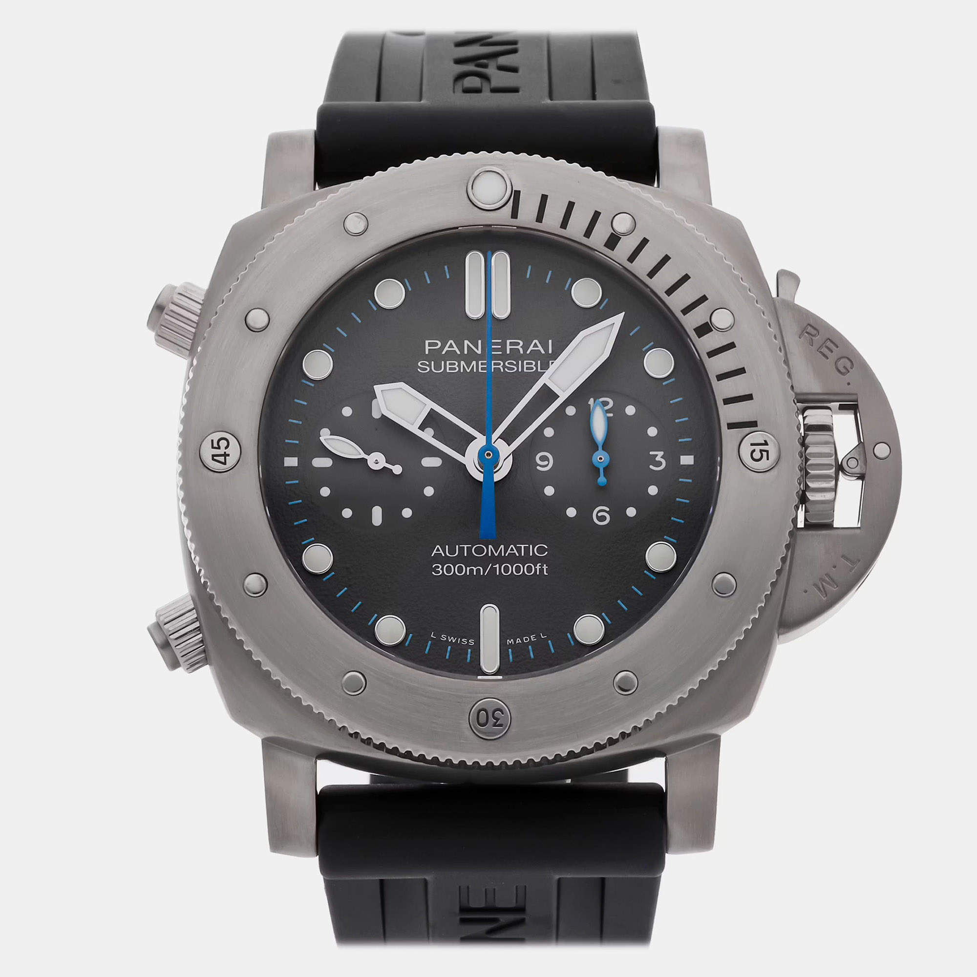 Pre Owned Panerai Submersible Flyback Chronograph PAM 1207 Grey Titanium Automatic Men’s Wristwatch 47 mm