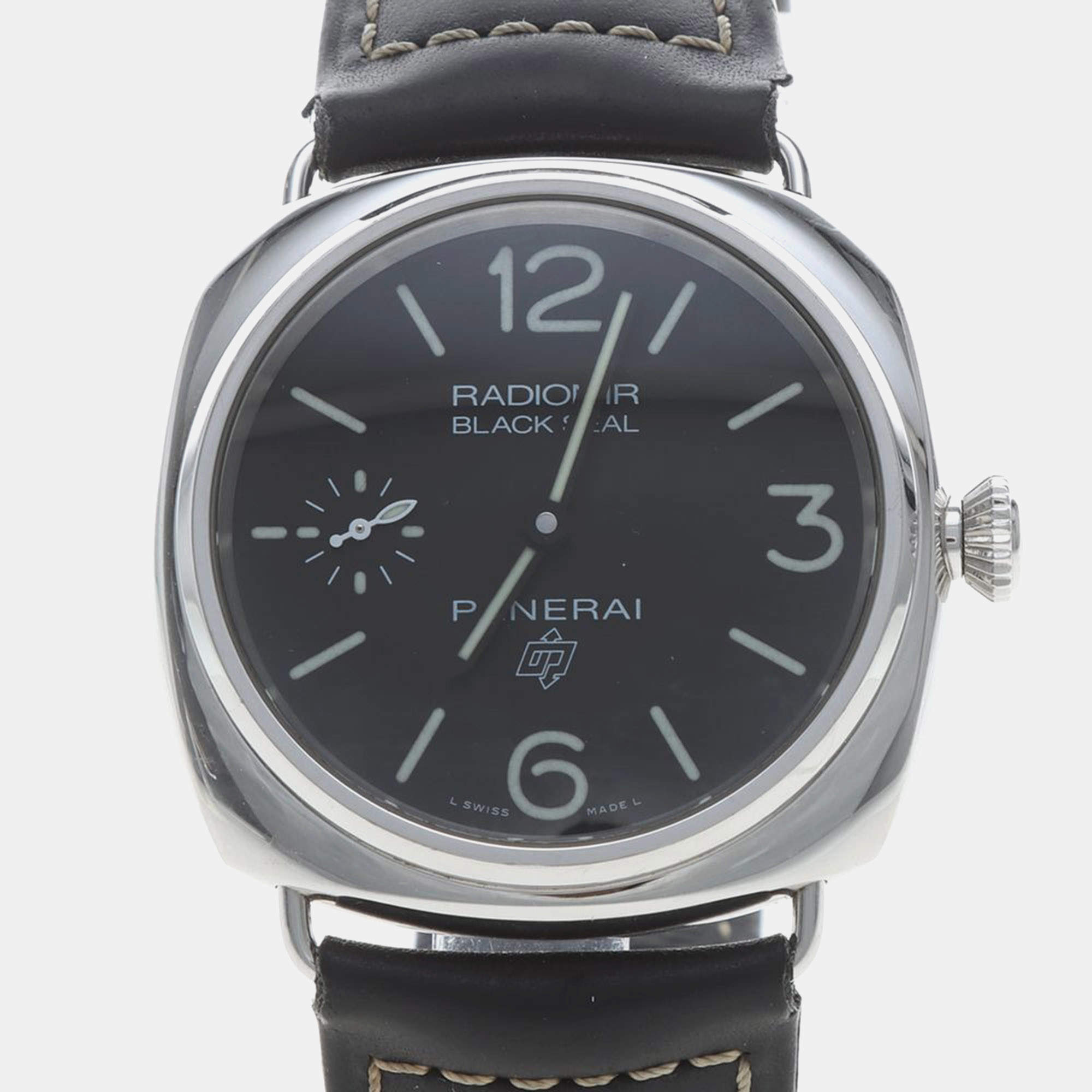 Pre Owned Panerai Radiomir PAM00754 Black Stainless Steel Manual Winding Men's Wristwatches 45mm