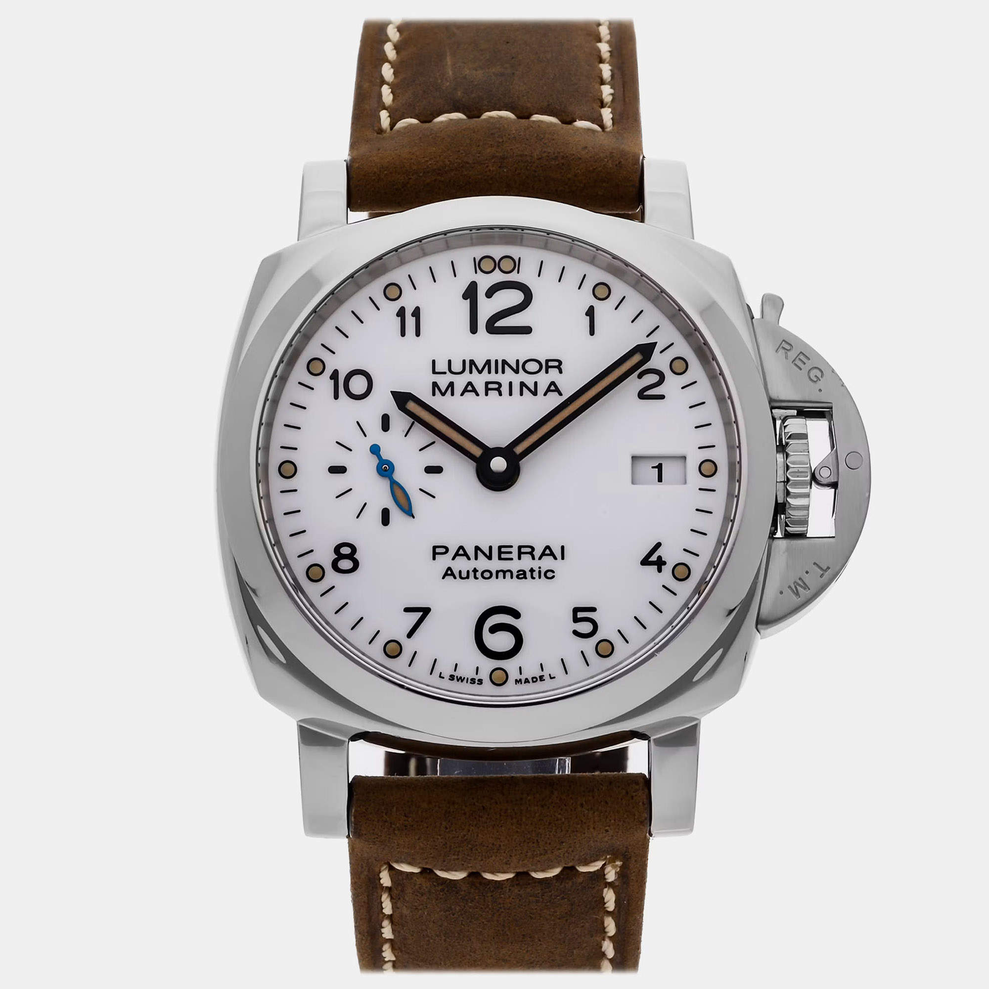Pre Owned Panerai Luminor Marina PAM01523 White Stainless Steel Automatic Men's Wristwatch 42mm