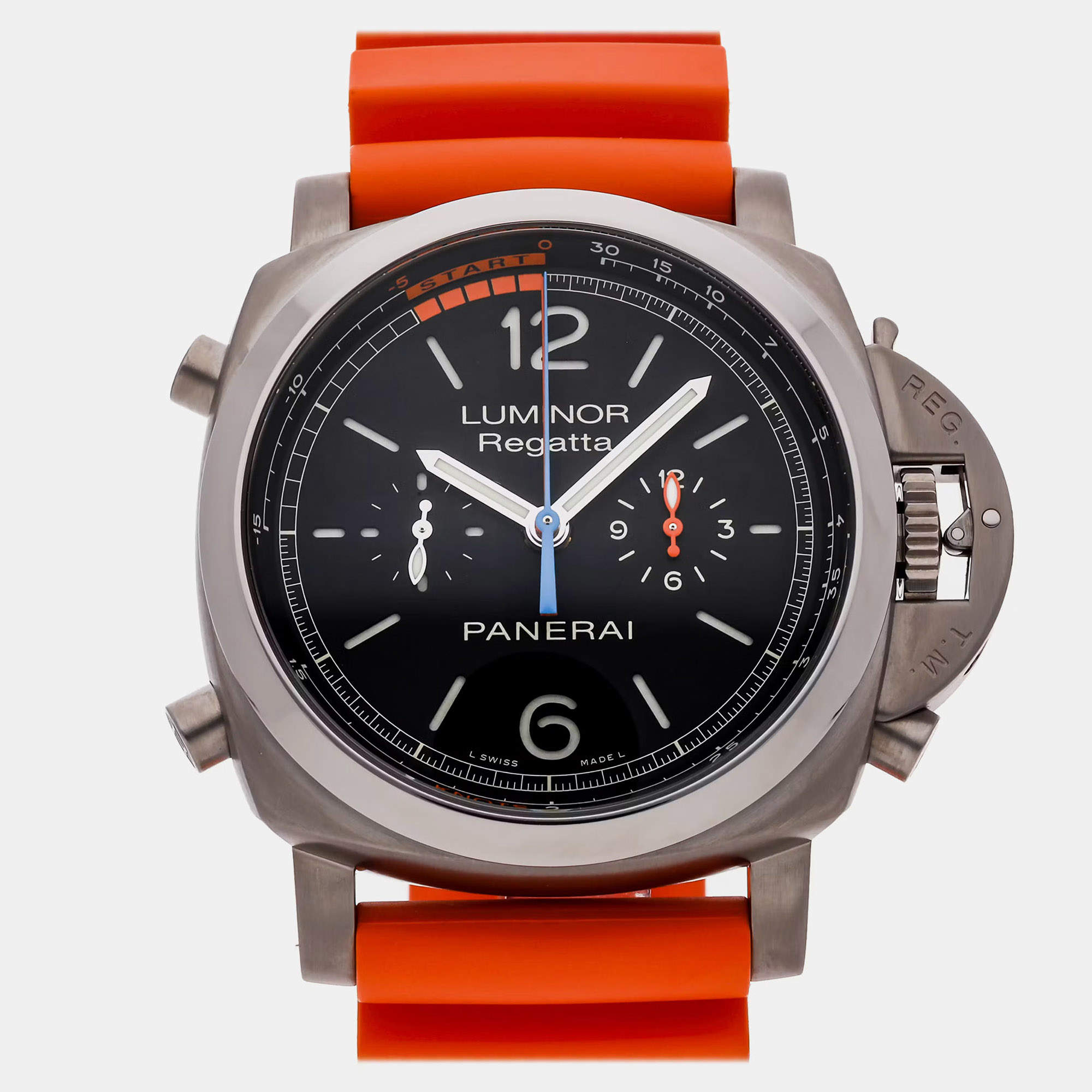 Pre Owned Panerai Luminor 1950 Regatta 3 Days Flyback PAM00526 Black Titanium Automatic Men's Wristwatch 47mm