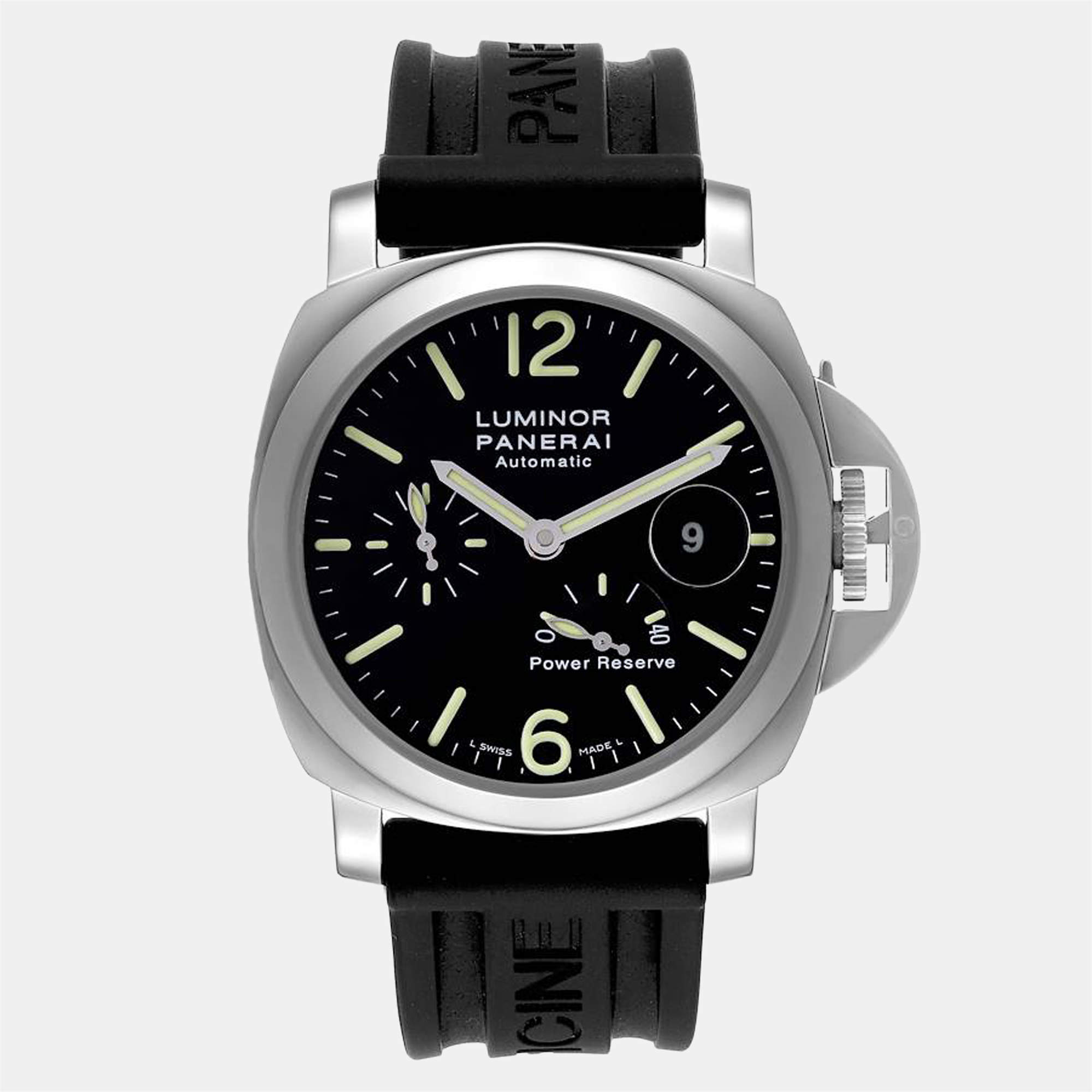 Panerai Black Stainless Steel Luminor PAM00090 Automatic Men's Wristwatch 44 mm