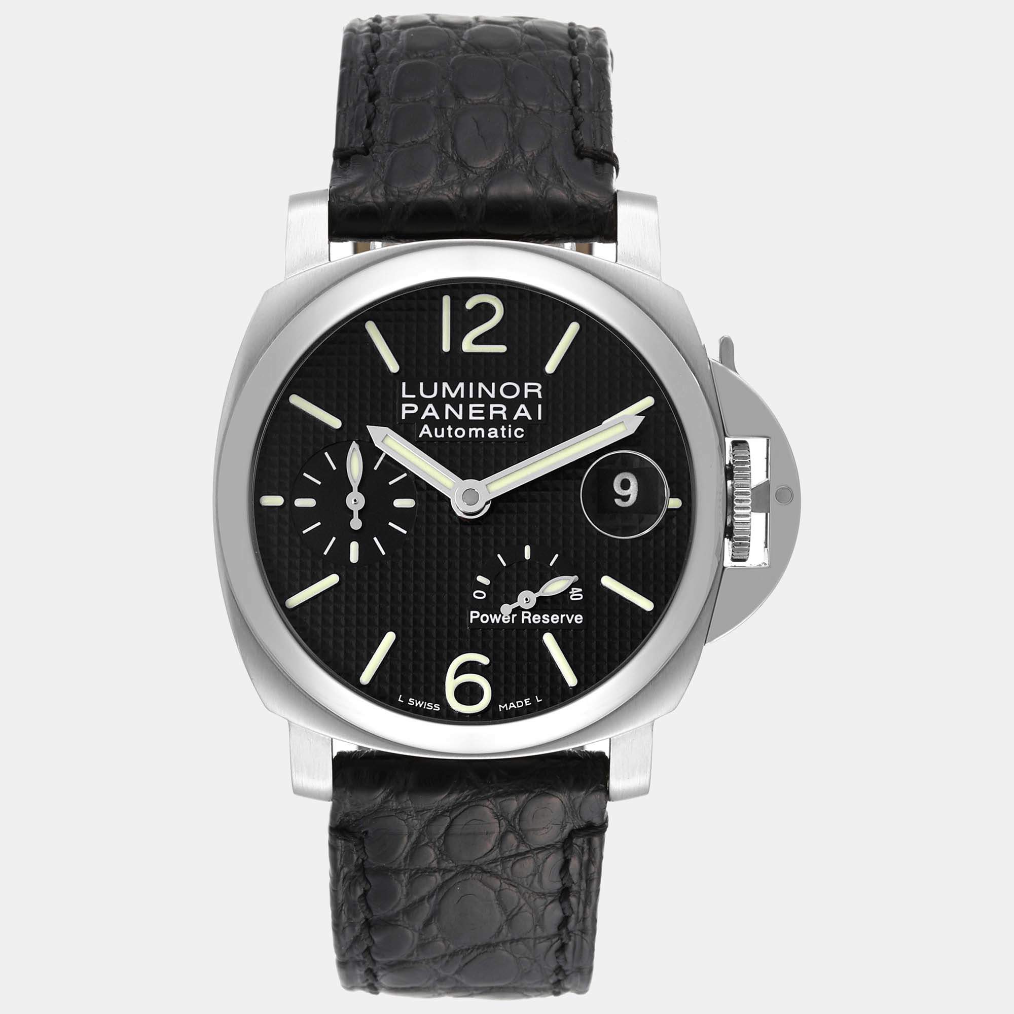 Panerai Black Stainless Steel Luminor PAM00241 Automatic Men's Wristwatch 40 mm