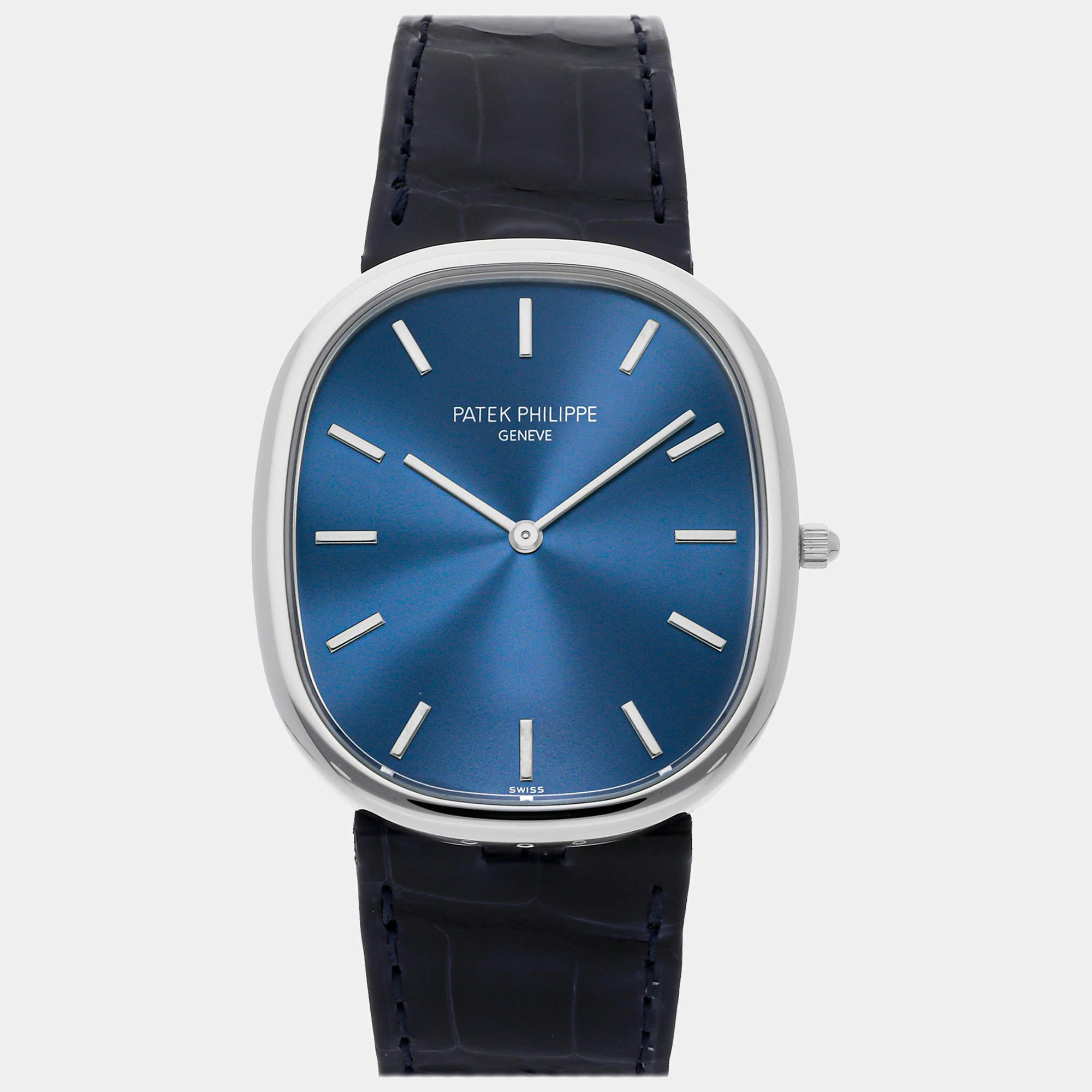 Patek Philippe Blue Platinum Golden Ellipse 5738P-001 Automatic Men's Wristwatch 34 mm