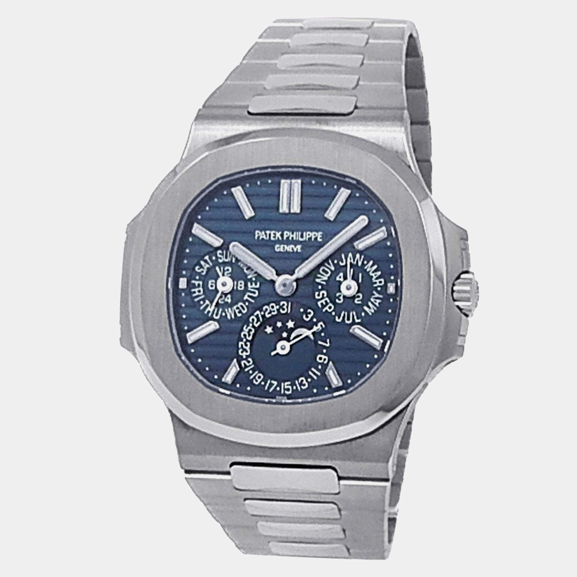 Pre Owned Patek Philippe Nautilus 5740/1G-001 Automatic Blue 18k White Gold Men's Wristwatch 40 mm