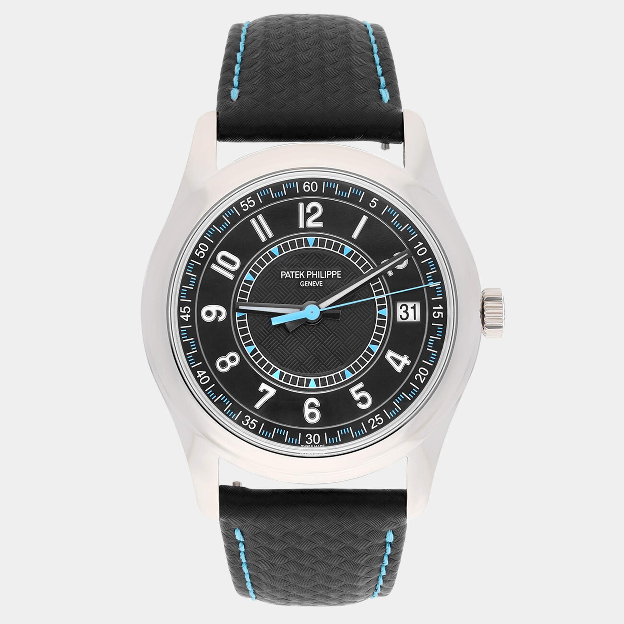 Pre Owned Patek Philippe Calatrava 6007G-011 Automatic Black 18k White Gold Men's Wristwatch 40 mm