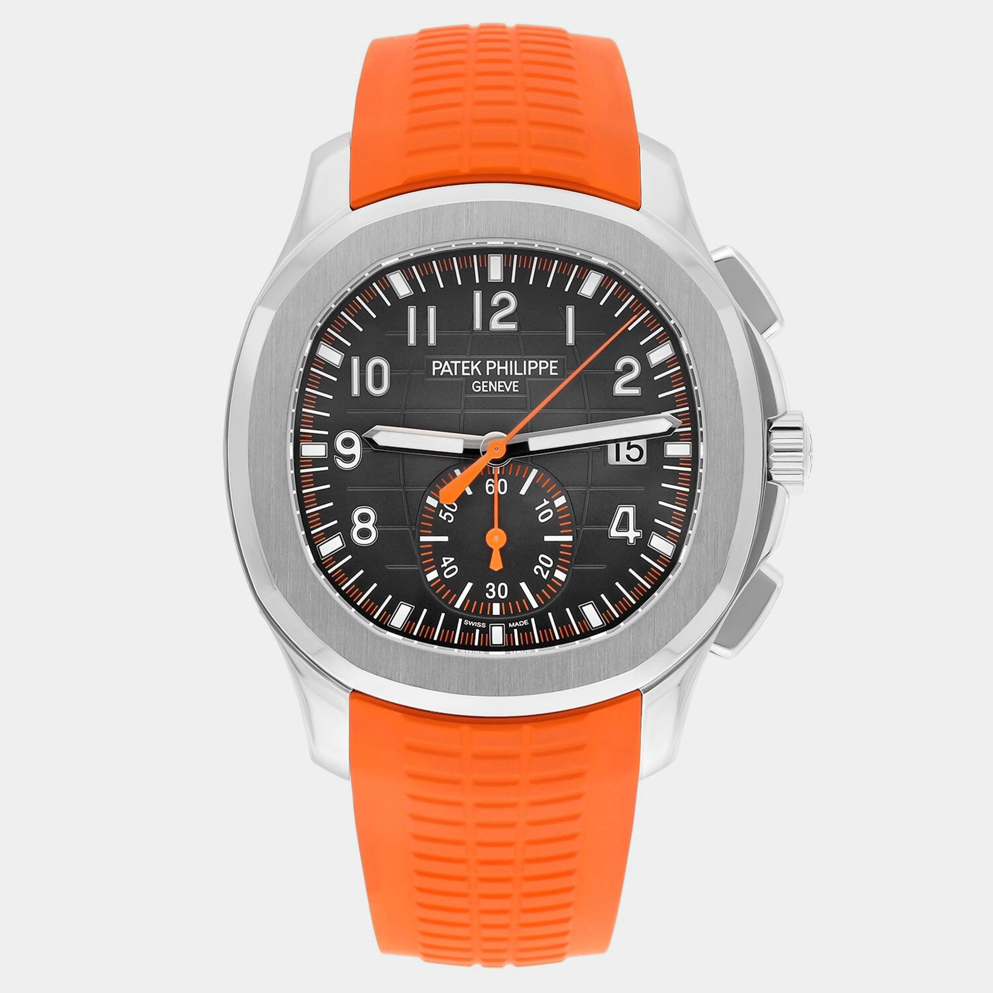 Pre Owned Patek Philippe Aquanaut 5968A Automatic Black Stainless Steel Men's Wristwatch 42 mm