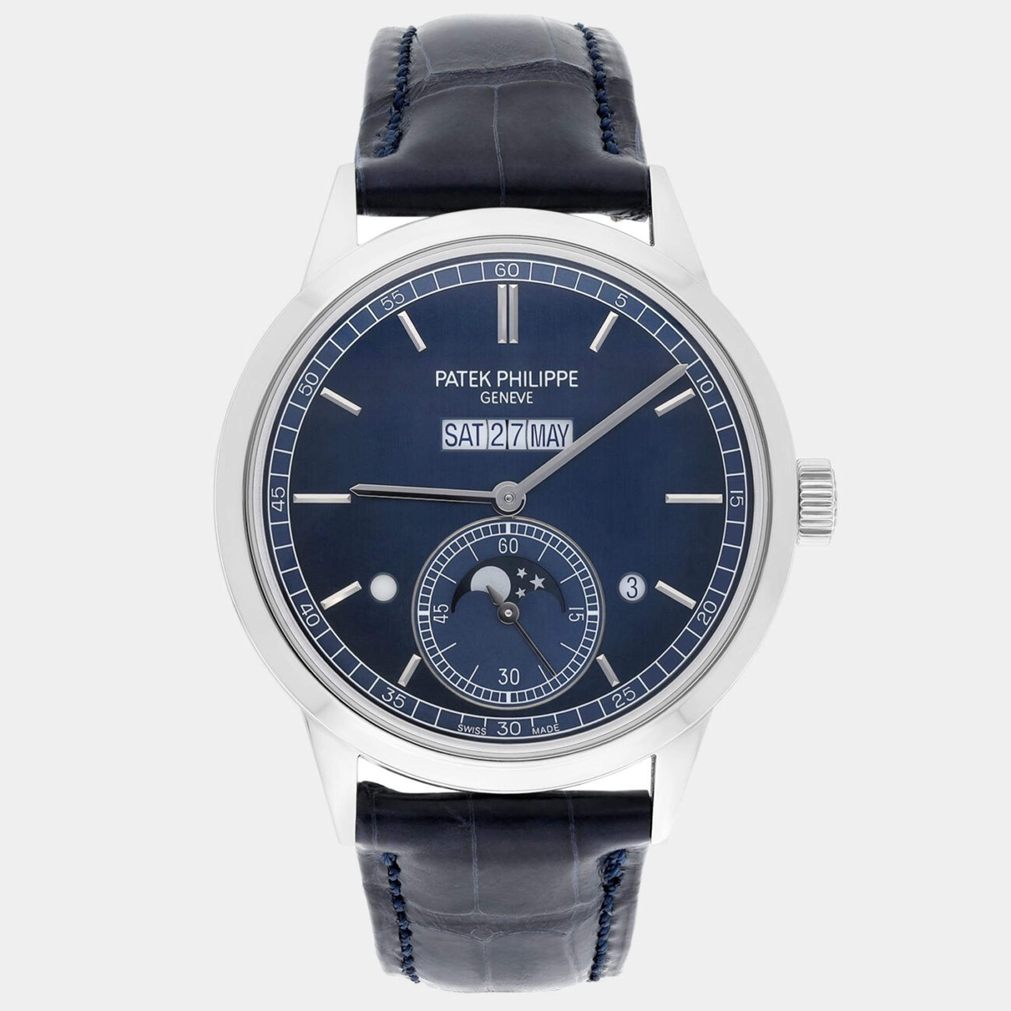Pre Owned Patek Philippe Perpetual Calendar 5236P Automatic Blue Platinum Men's Wristwatch 41 mm