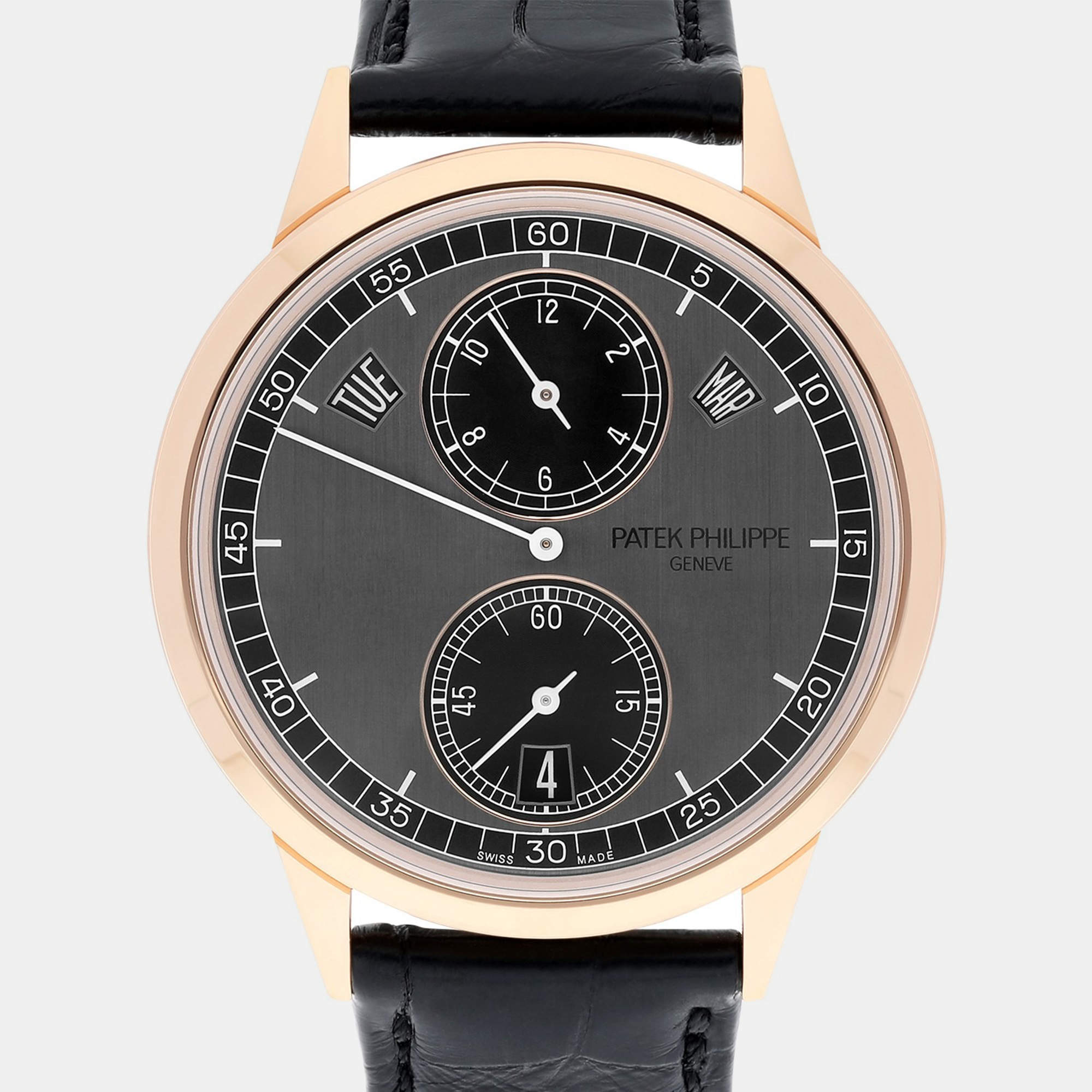 Pre Owned Patek Philippe Calatrava 5235/50R-001 Automatic Grey 18k Rose Gold Men's Wristwatch 40.5 mm