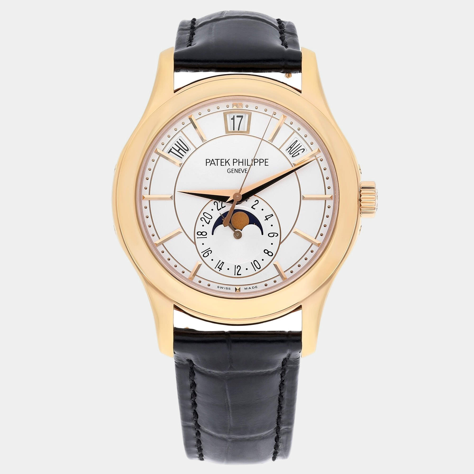 Pre Owned Patek Philippe Complications 5205R Automatic Silver 18k Rose Gold Men's Wristwatch 40 mm