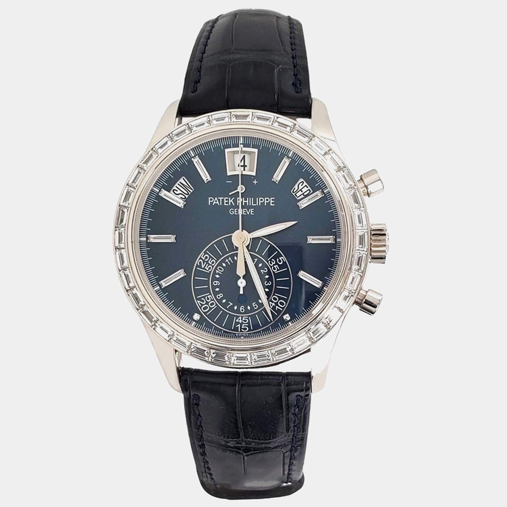 Pre Owned Patek Philippe Complications 5961P Automatic Blue Diamond Platinum Men’s Wristwatch 40.5 mm