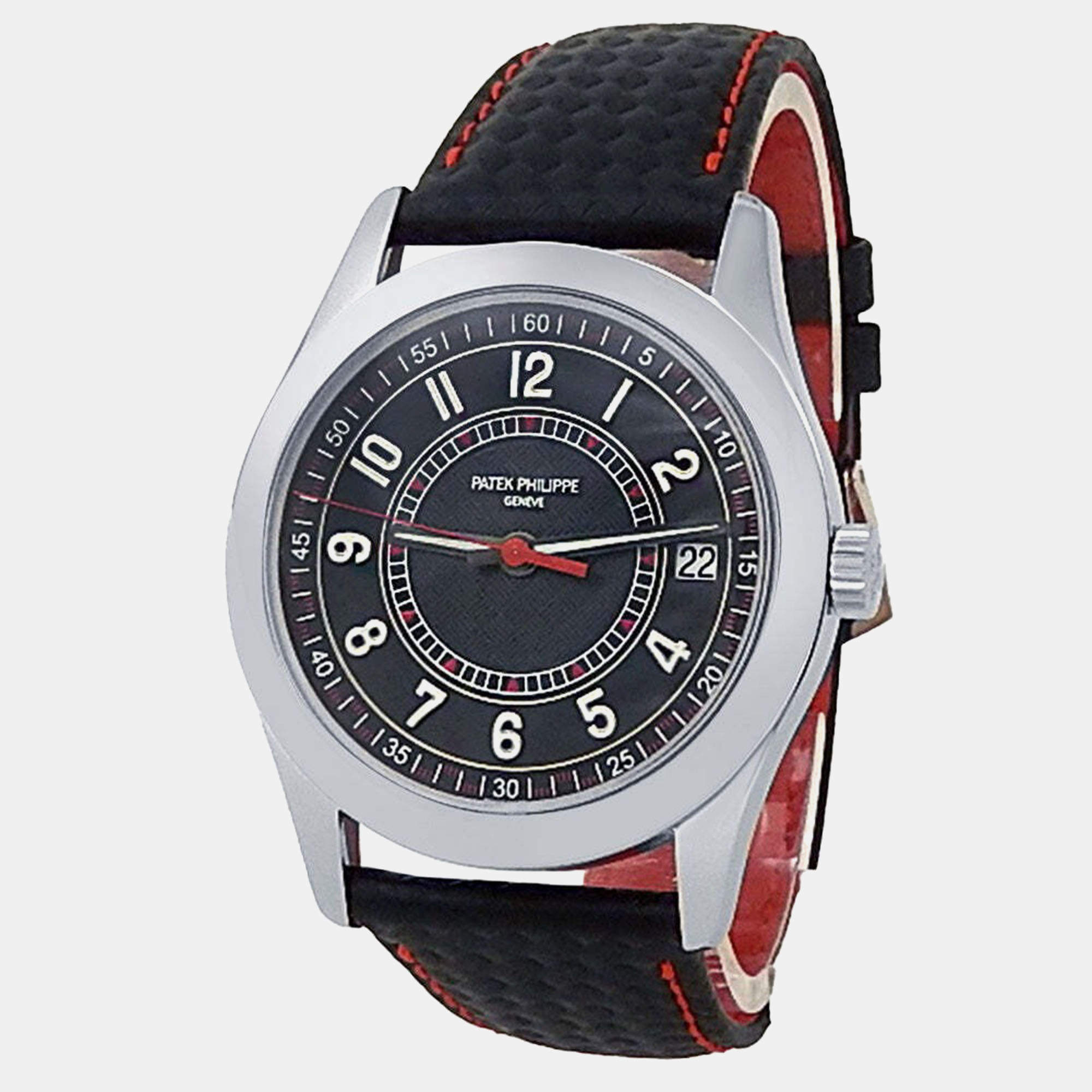 Pre Owned Patek Philippe Calatrava 6007G-010 Automatic Black 18K White Gold Men’s Wristwatch 40 mm