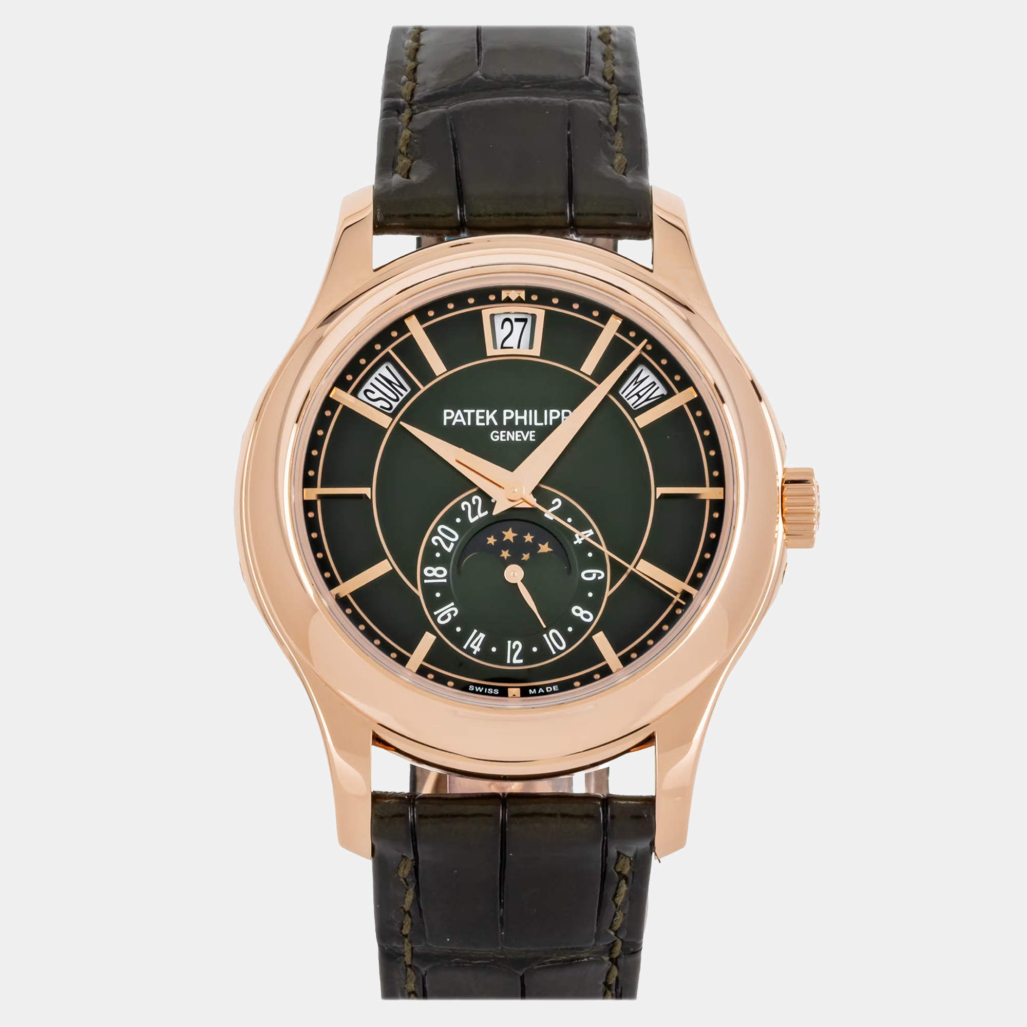 Pre Owned Pre-Owned Patek Philippe Complications Annual Calendar Moon Phases 5205R-011 Men's Watch Automatic 40 mm