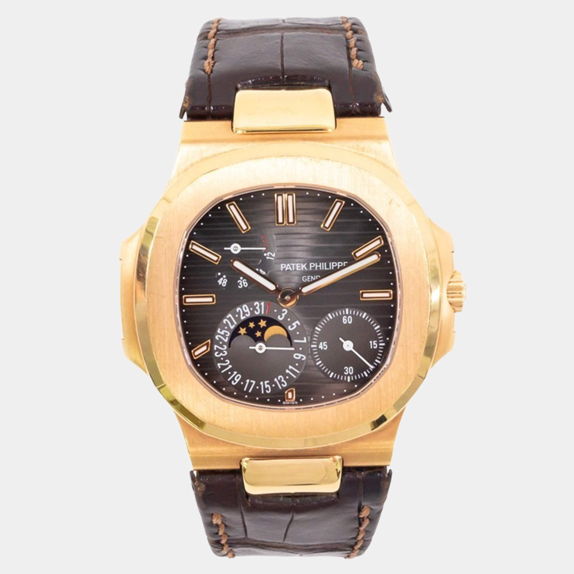 Pre Owned Patek Philippe Nautilus 5712R-001 Automatic Brown 18k Rose Gold Men's Wristwatch 40 mm