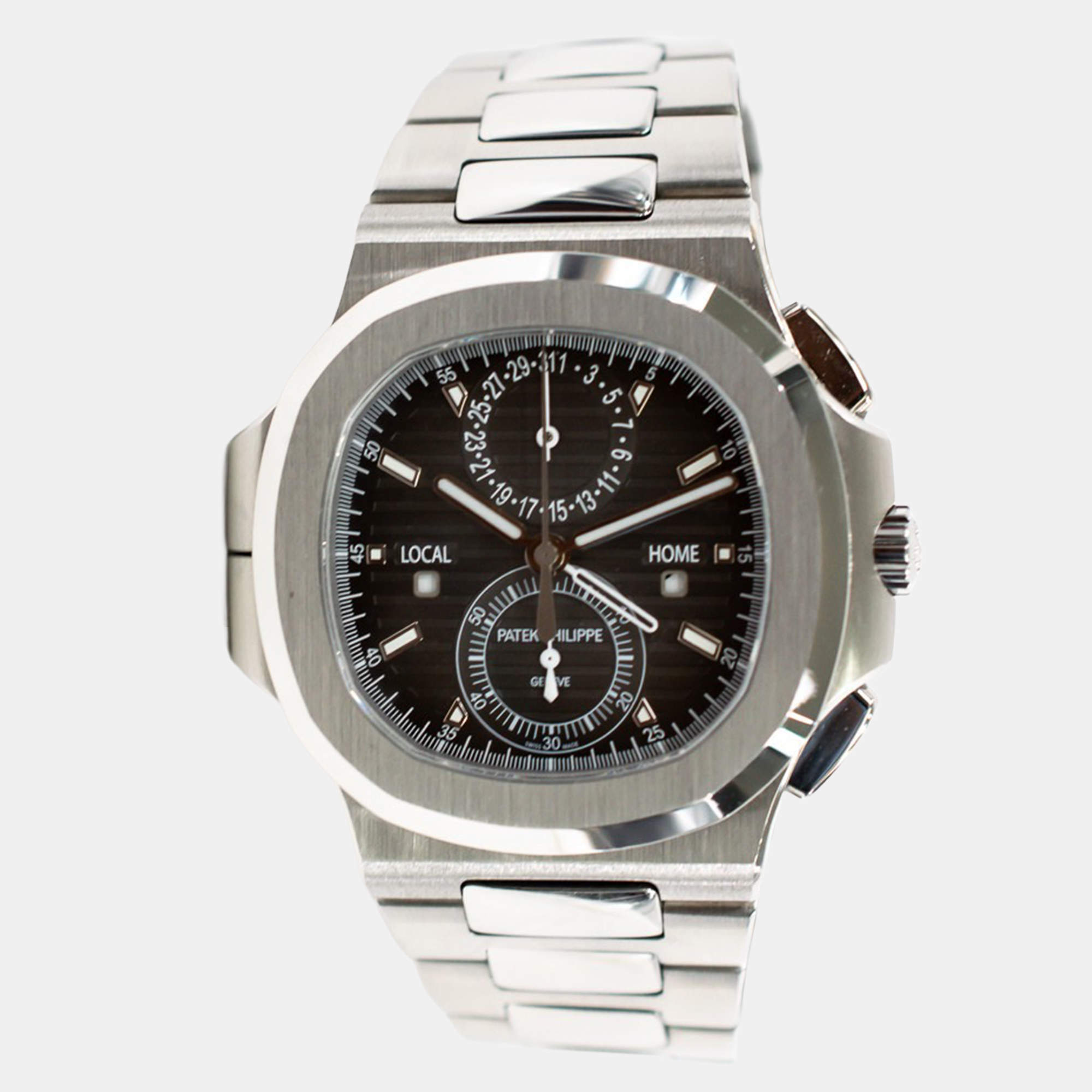 Pre Owned Patek Philippe Nautilus Flyback Chronograph 5990/1A-001 Grey Automatic Stainless Steel Men's Wristwatch 40 mm