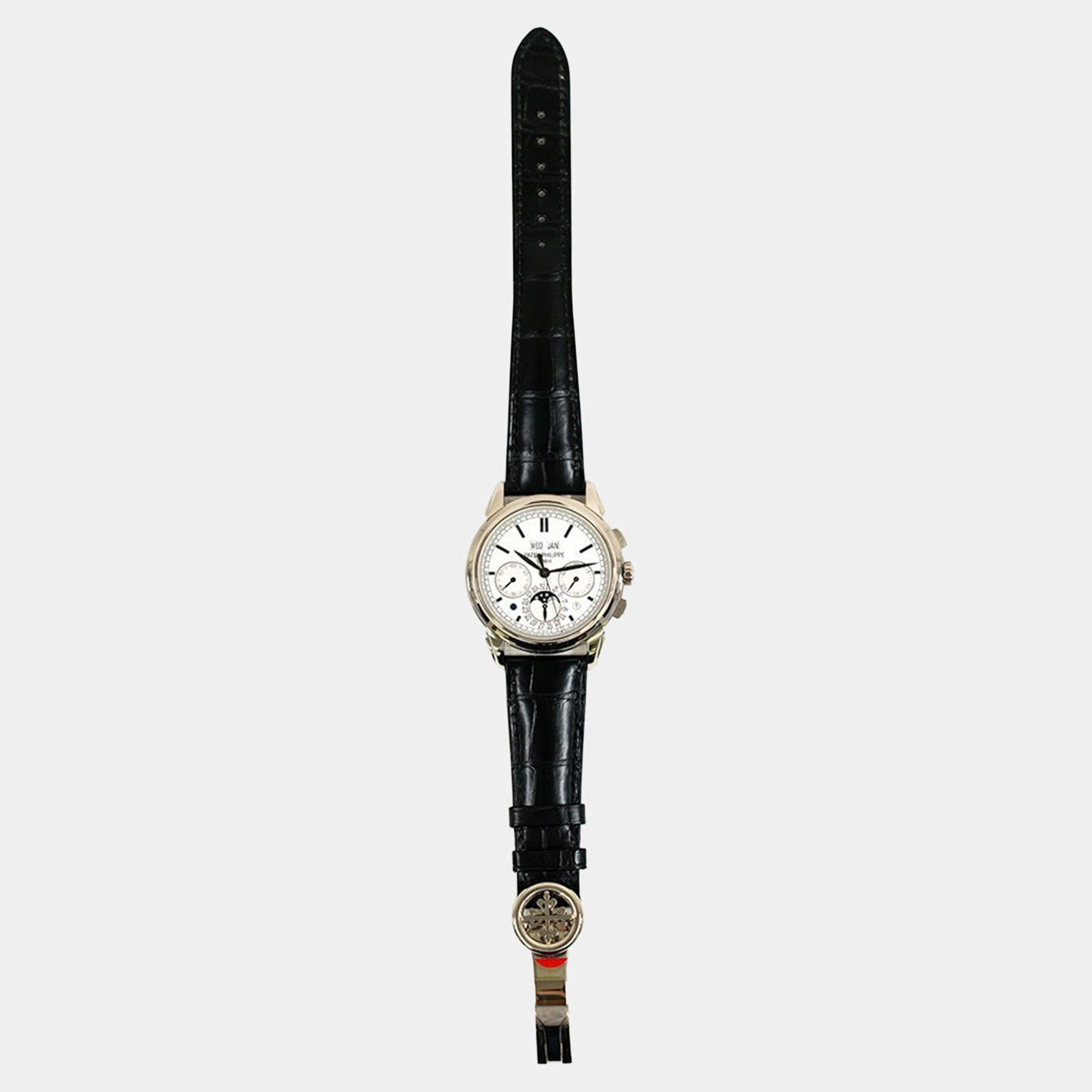 Pre Owned Patek Philippe Perpetual Calendar 5270G-001 Silver Manual Winding 18k White Gold Men's Wristwatch 41 mm
