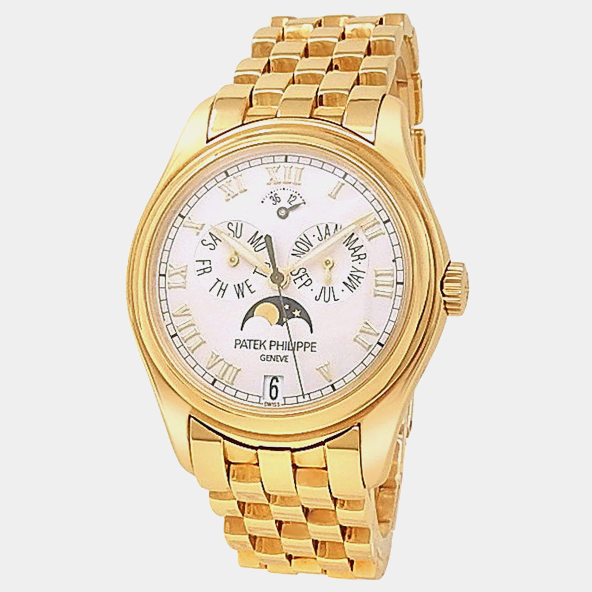 Pre Owned Patek Philippe Annual Calendar 5036/1J Automatic Silver Dial 18k Yellow Gold Men's Wristwatch 37mm