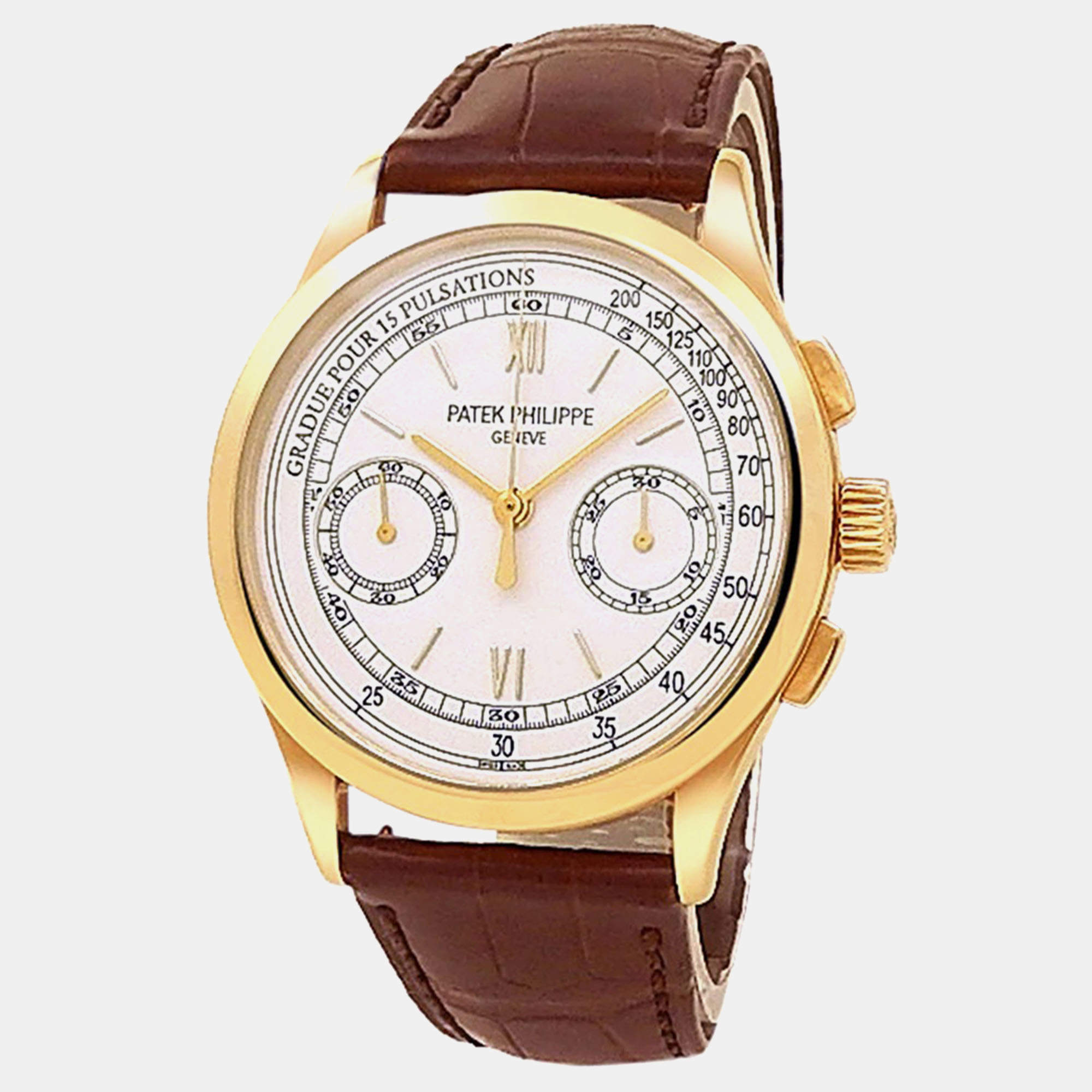 Pre Owned Patek Philippe Complications 5170J-001 Manual Windidng Silver Dial 18k Yellow Gold Men's Wristwatch 39.4mm