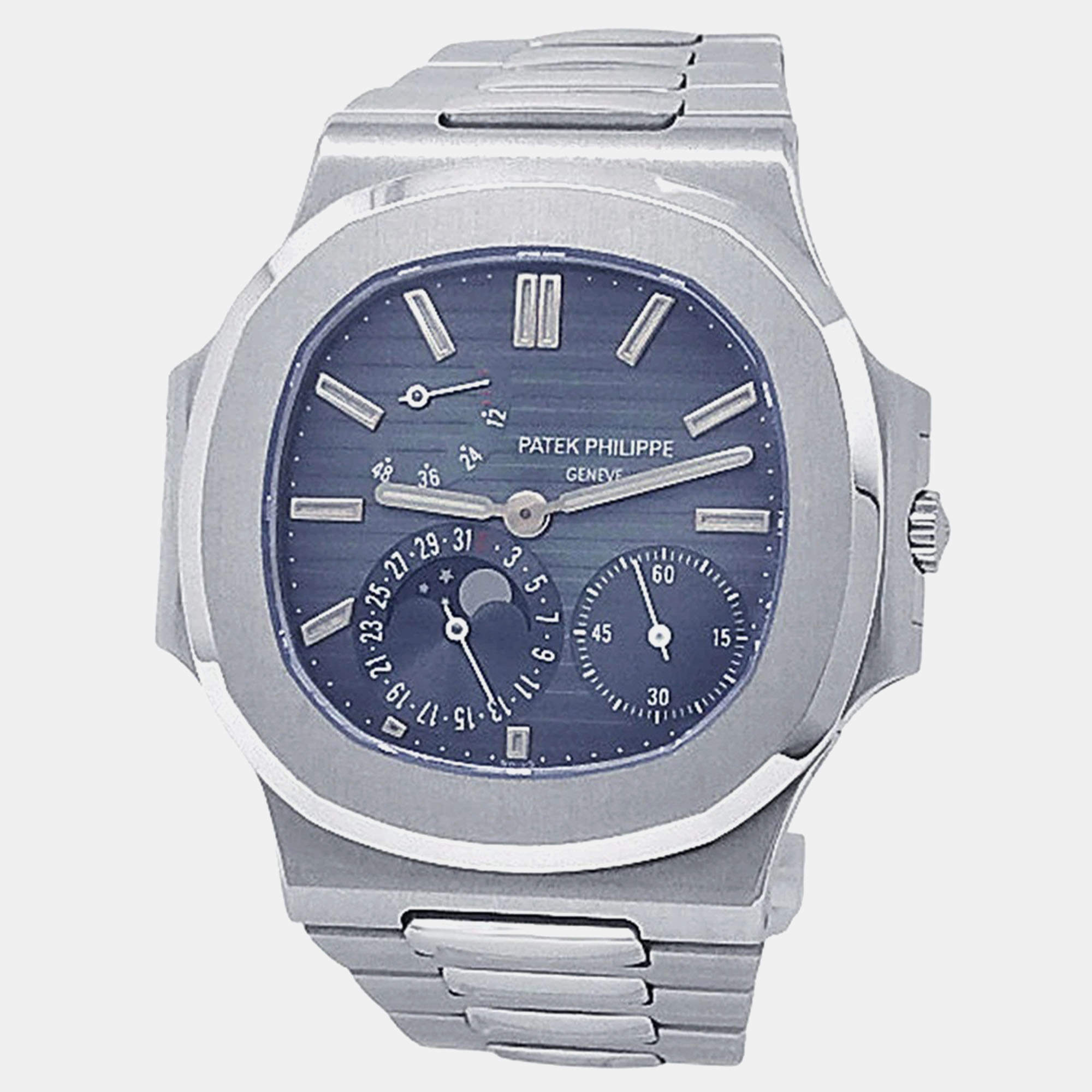 Pre Owned Patek Philippe Nautilus 3712/1A-001 Automatic Blue Dial Stainless Steel Men's Wristwatch 42mm