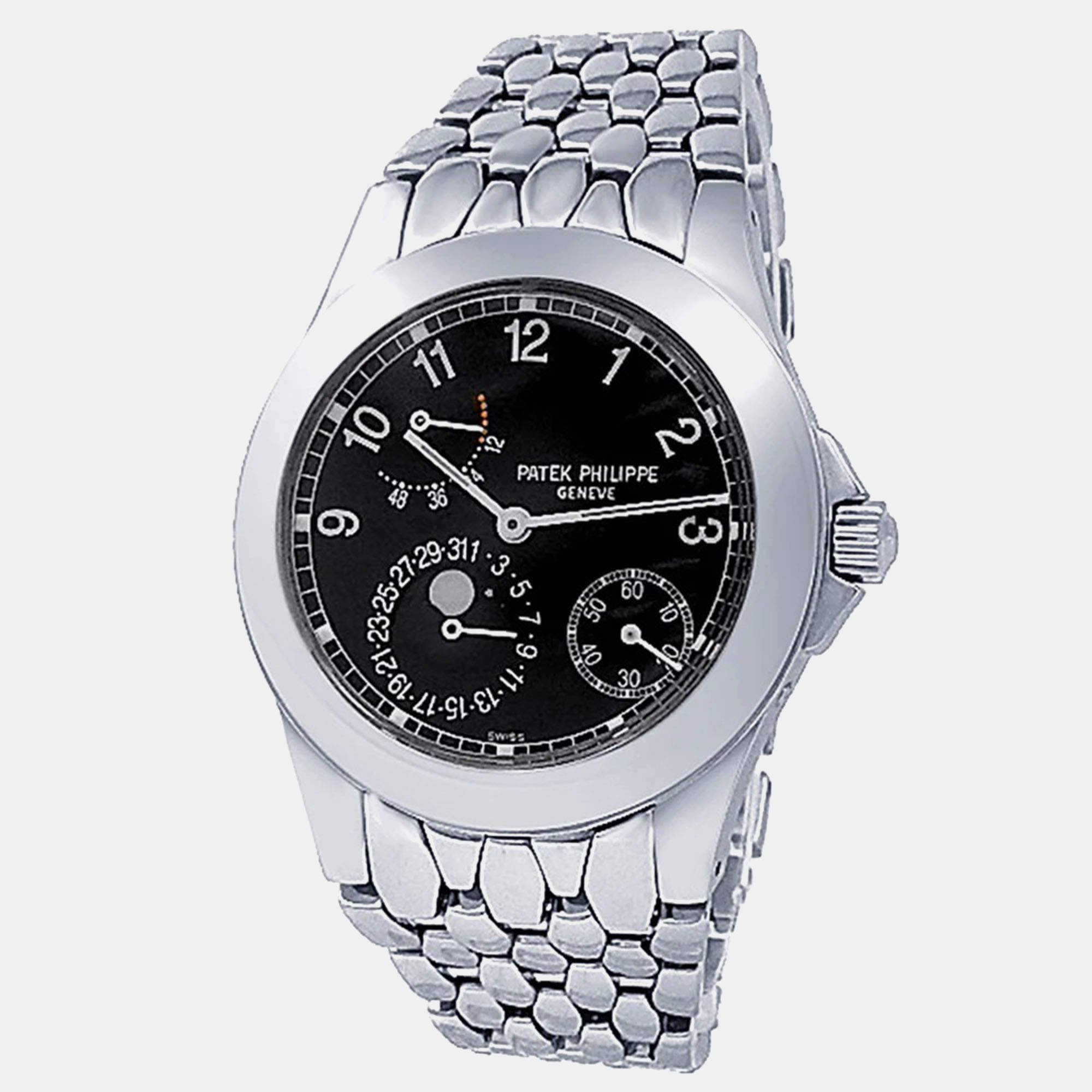 Pre Owned Patek Philippe Neptune 5085/1A-001 Automatic Black Dial Stainless Steel Men's Wristwatch 37mm