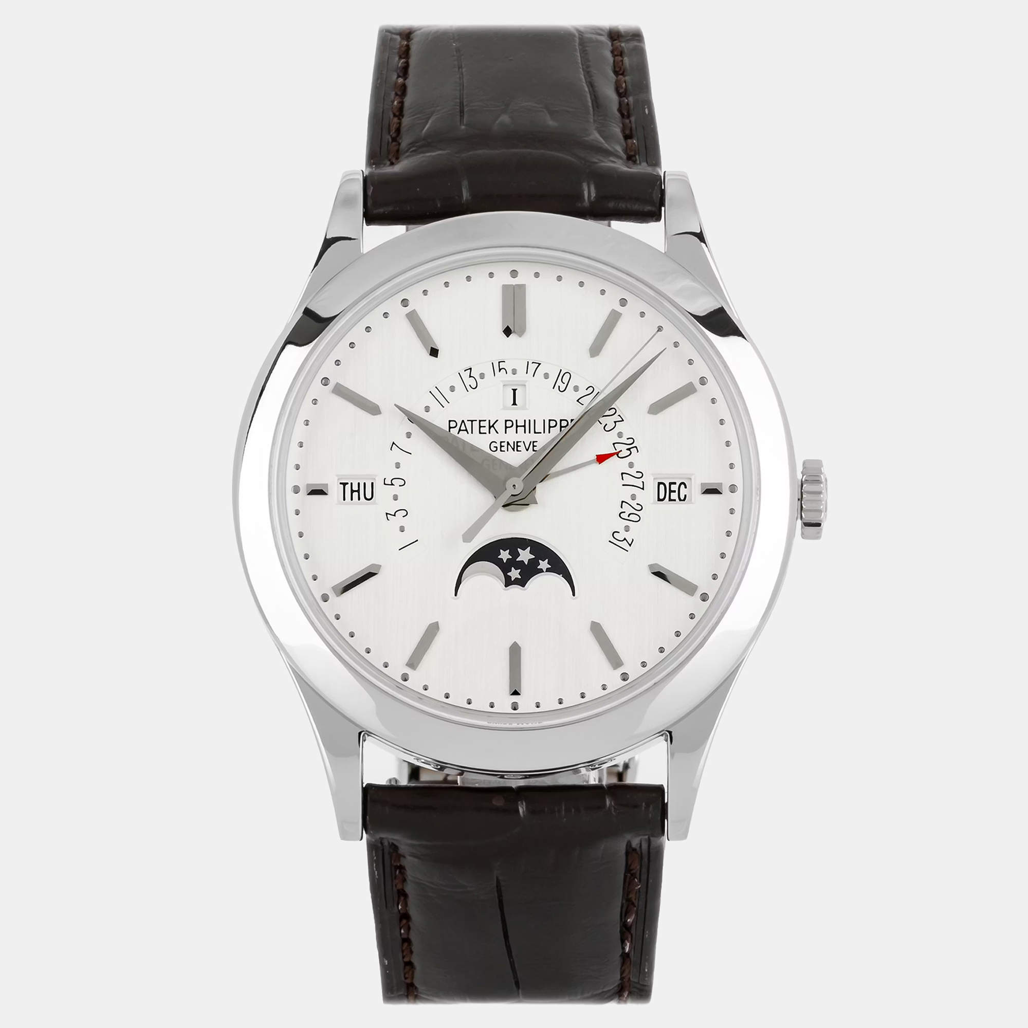 Pre Owned Pre-Owned Patek Philippe Grand Complication Perpetual Calendar with Retrograde Date 5496P-001 Silver Automatic Platinum Men's Wristwatch 39 MM