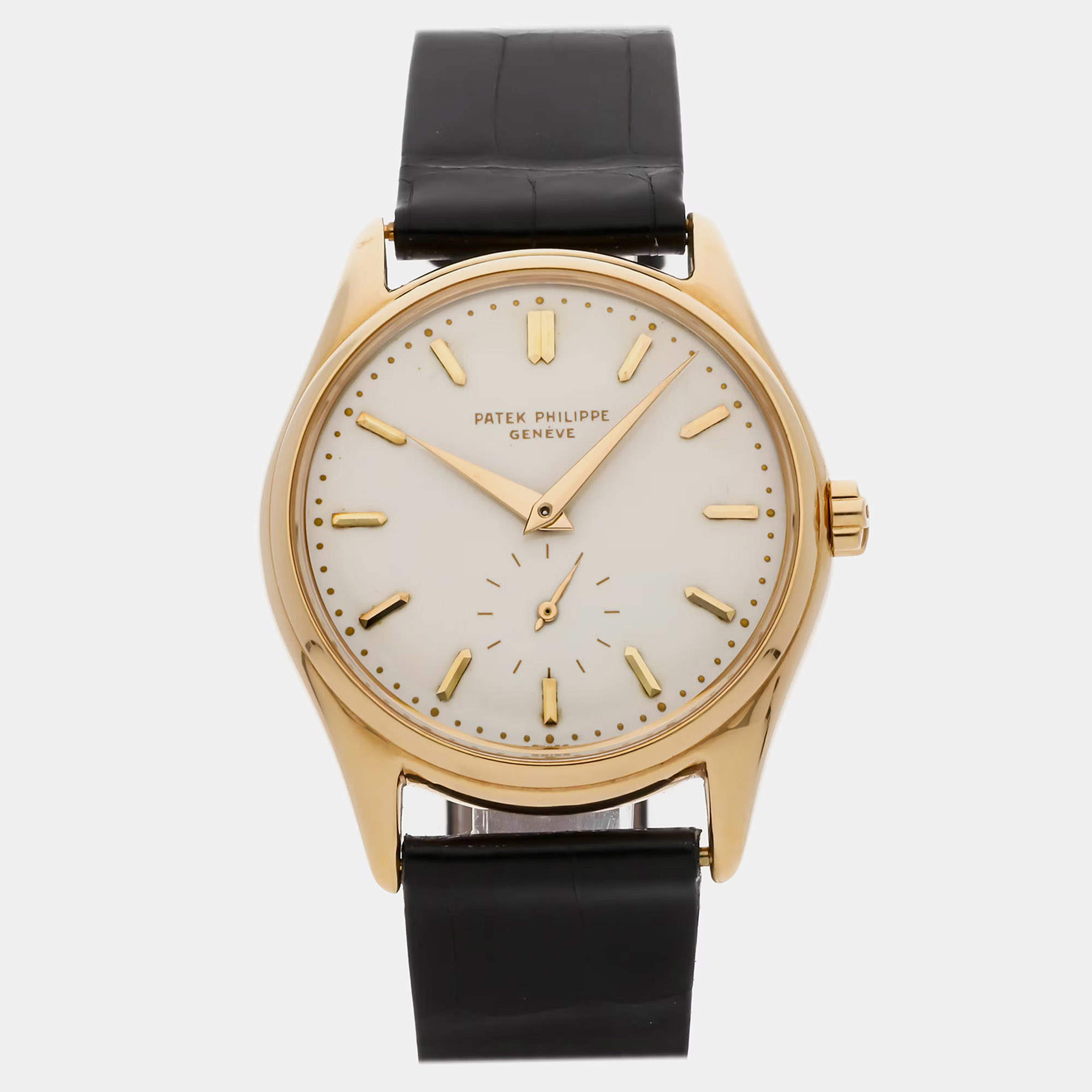 Pre Owned Pre-Owned Patek Philippe Calatrava 2526J Black Automatic 18k Yellow Gold Men's Wristwatch 36 MM
