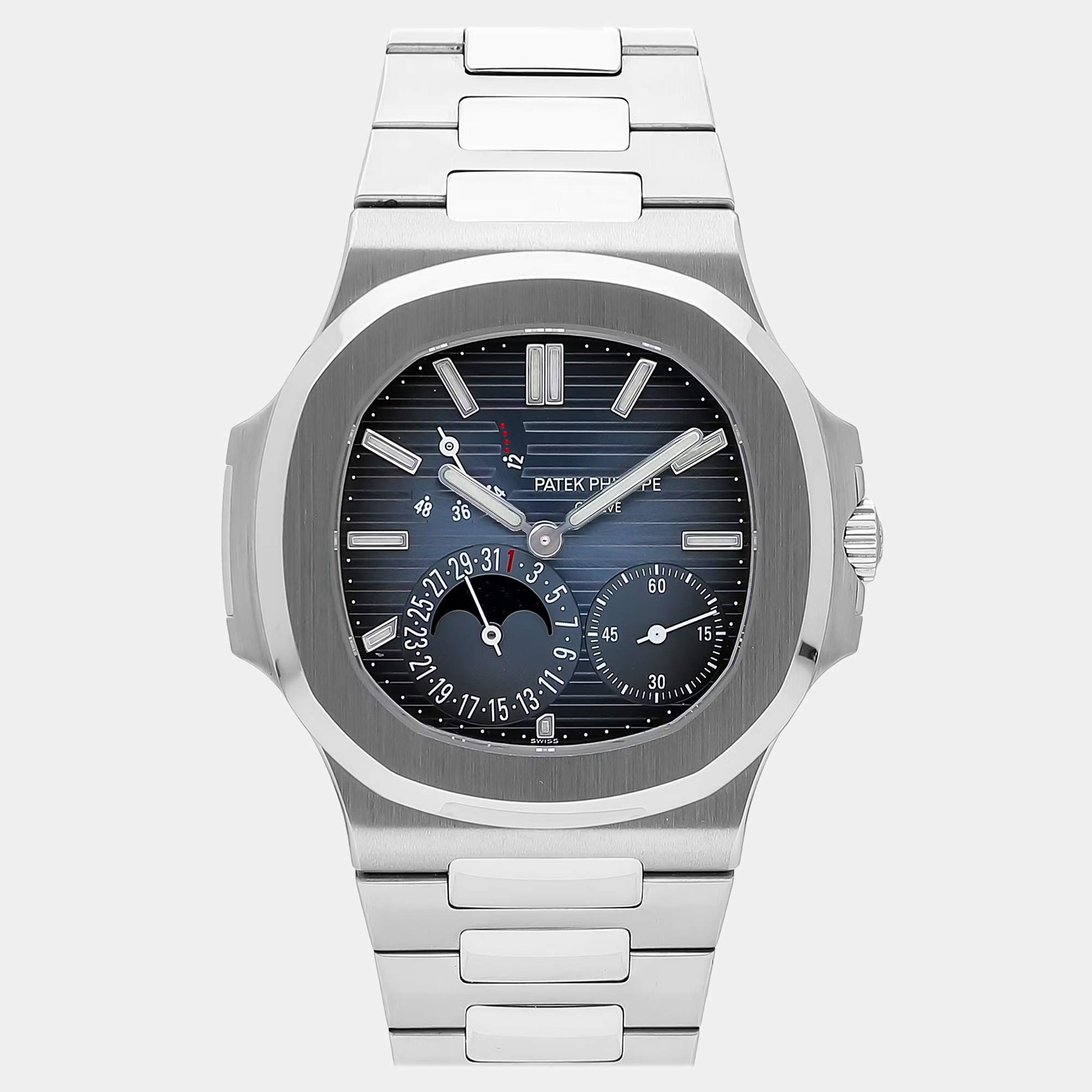 مملوكة مسبقًا Pre-Owned Patek Philippe Nautilus Moonphase 5712/1A-001 Black, Blue Automatic Stainless Steel Men's Wristwatch 40 MM