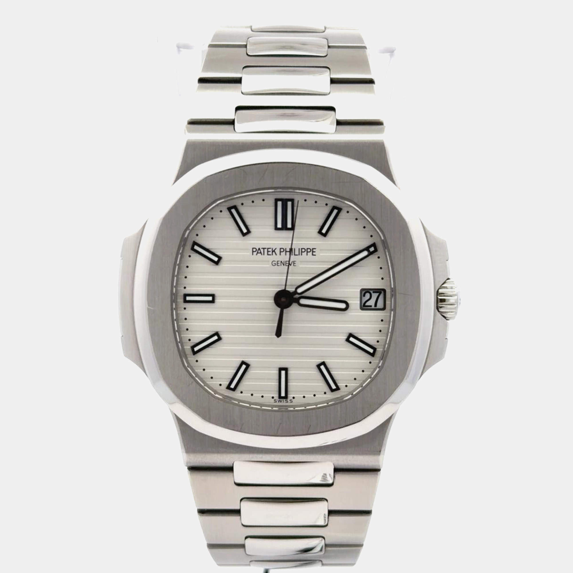 Pre Owned Patek Philippe Nautilus 5711/1A-011 White Stainless Steel Automatic Men Wristwatch 40mm
