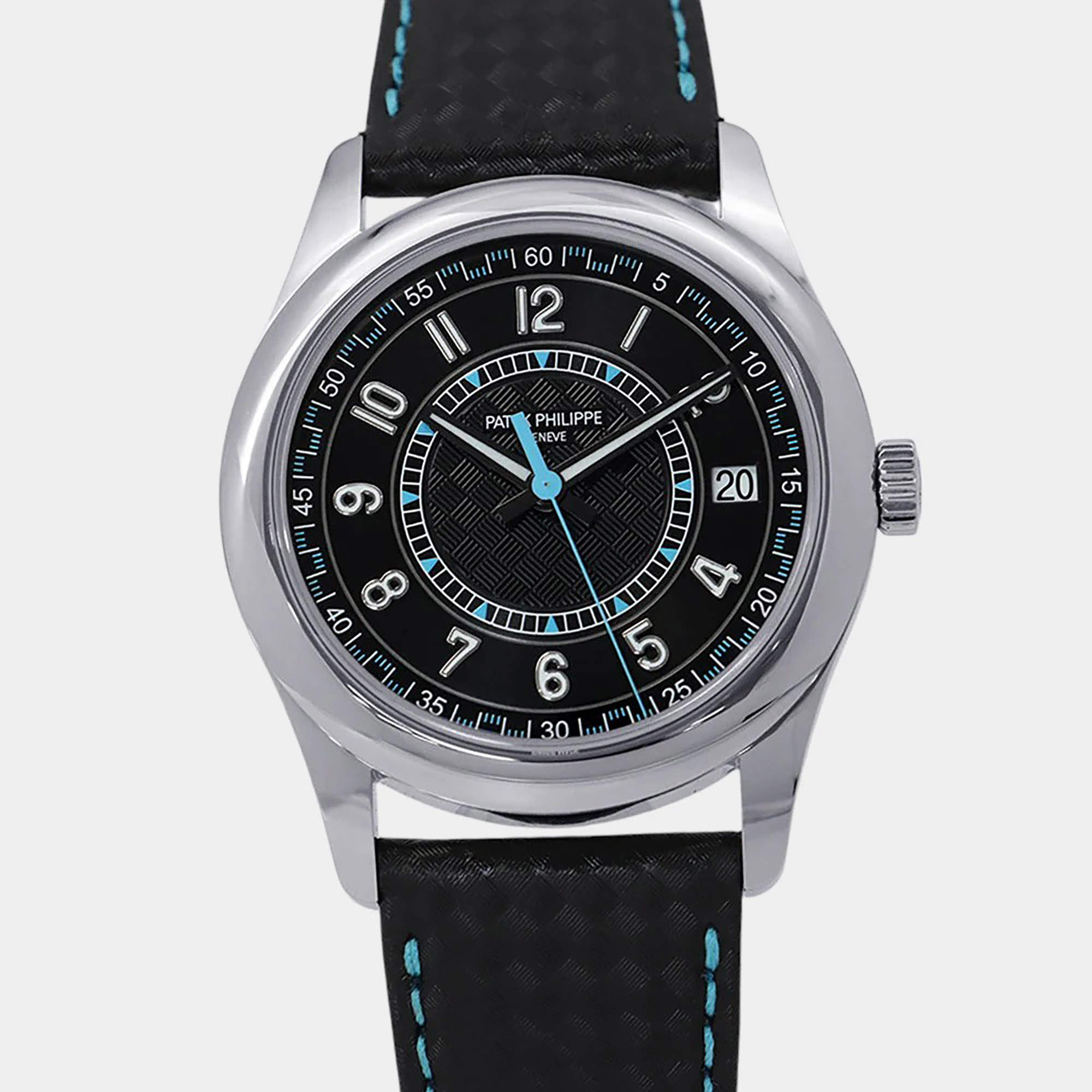 Pre Owned Patek Philippe Calatrava 6007G-011 Black White Gold Automatic Men's Wristwatch 40mm