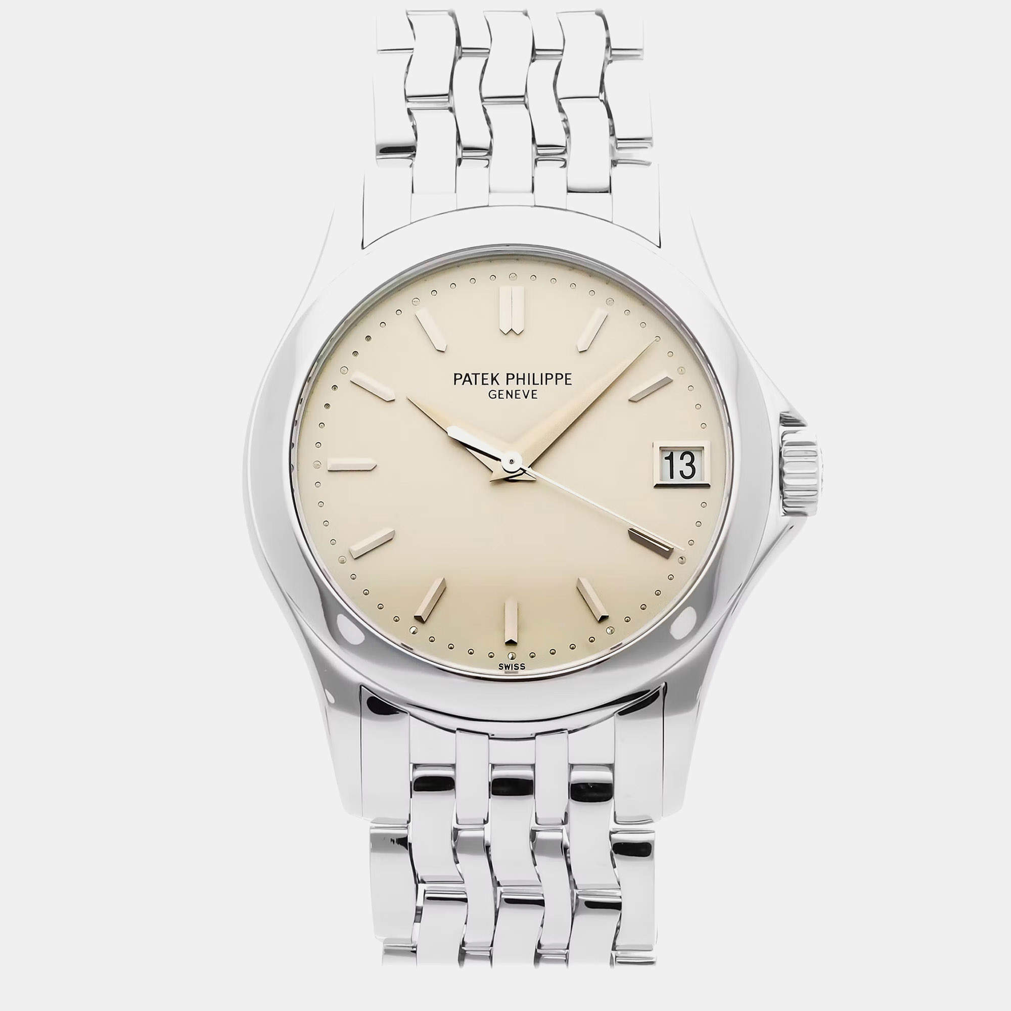 Pre Owned Patek Philippe Calatrava 5107/1G-001 Silver18K  White Gold Automatic Men's Wristwatch 37mm